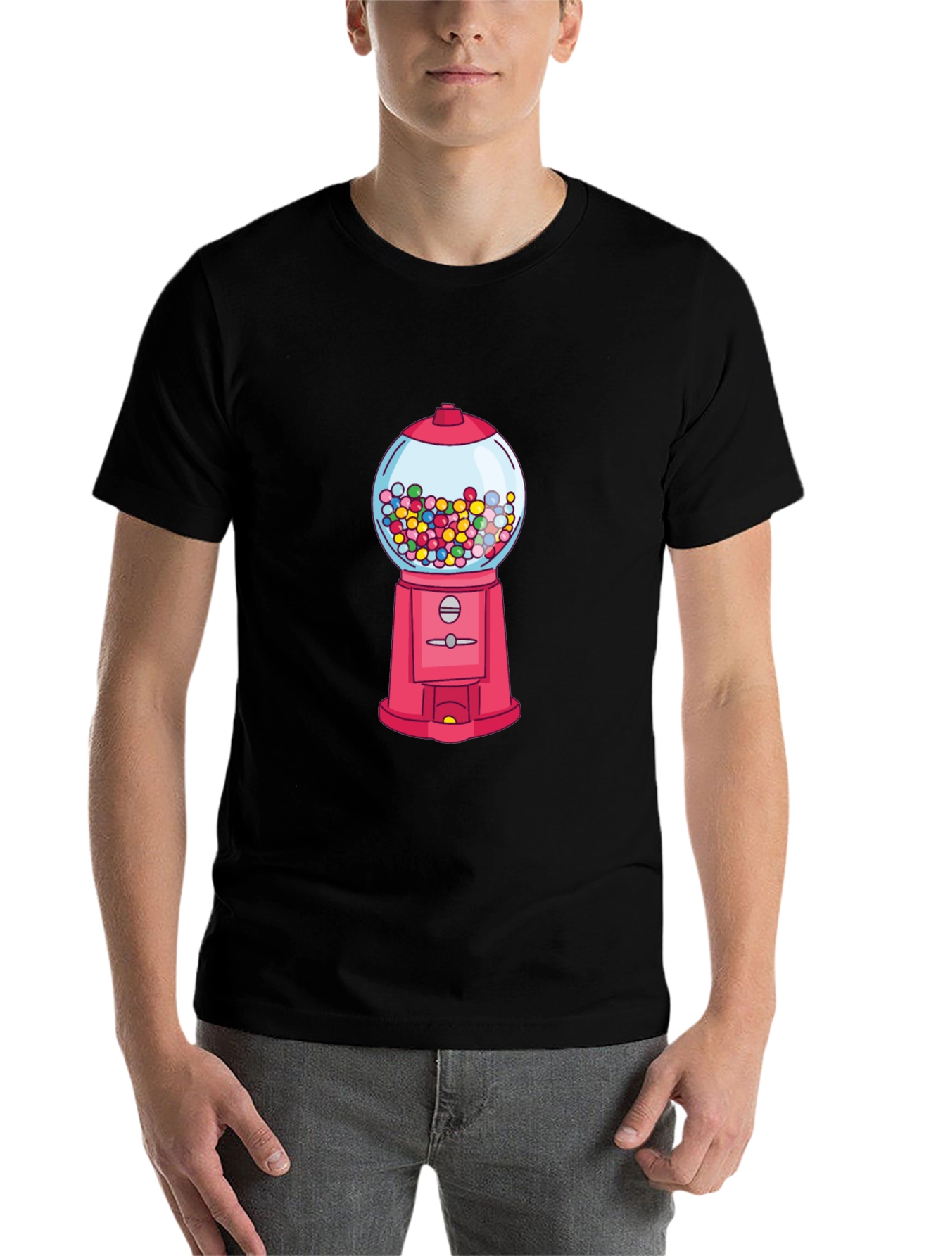 Black Gumball Machine Graphic Tee - Novelty Design T-Shirt view 7