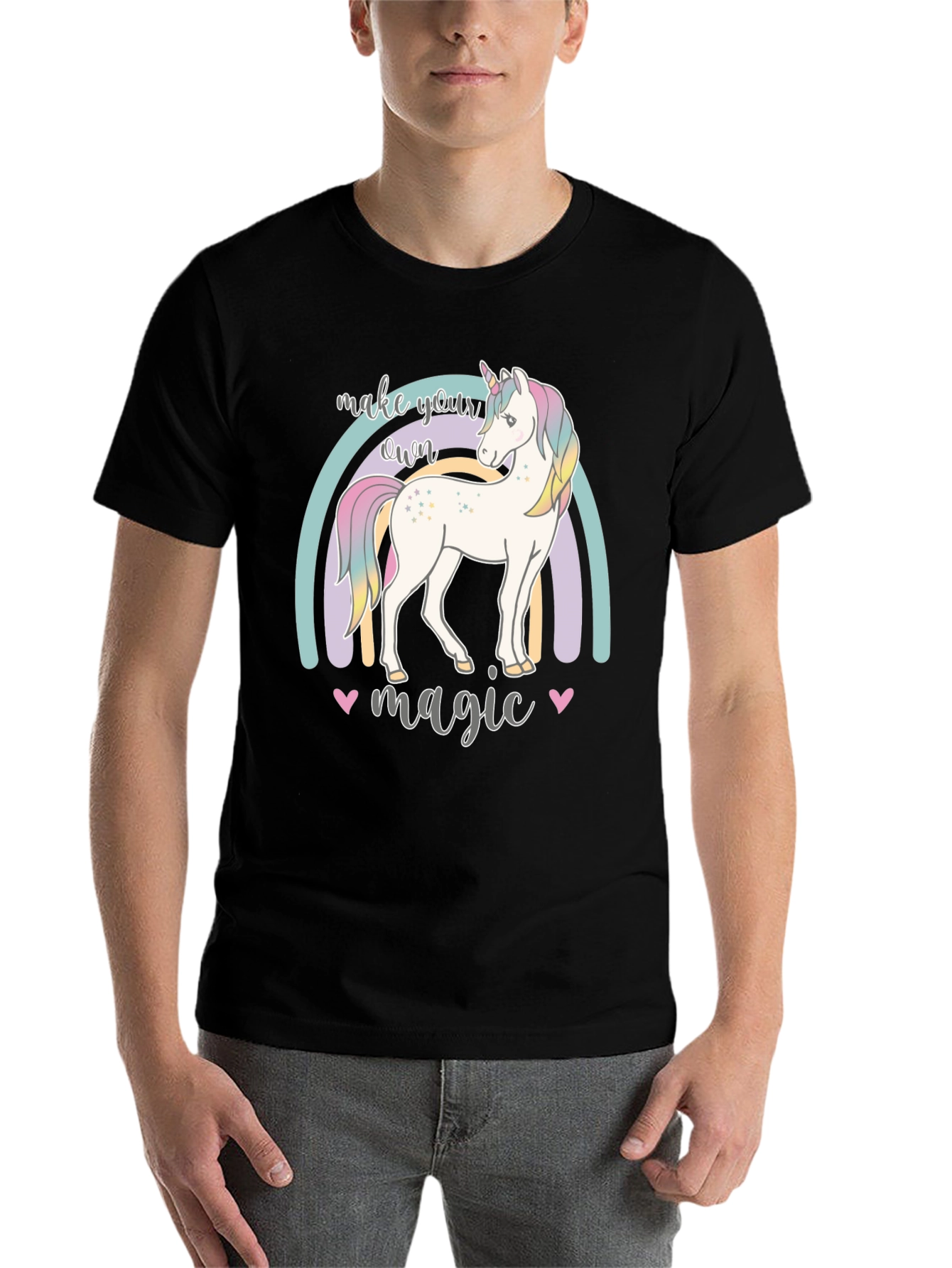 Black Make Your Own Magic Unicorn Graphic Tee view 7