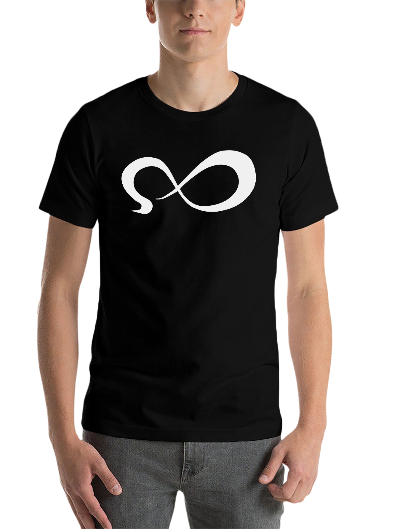 Black Infinity Symbol Graphic Tee - Modern Minimalist Design view 7
