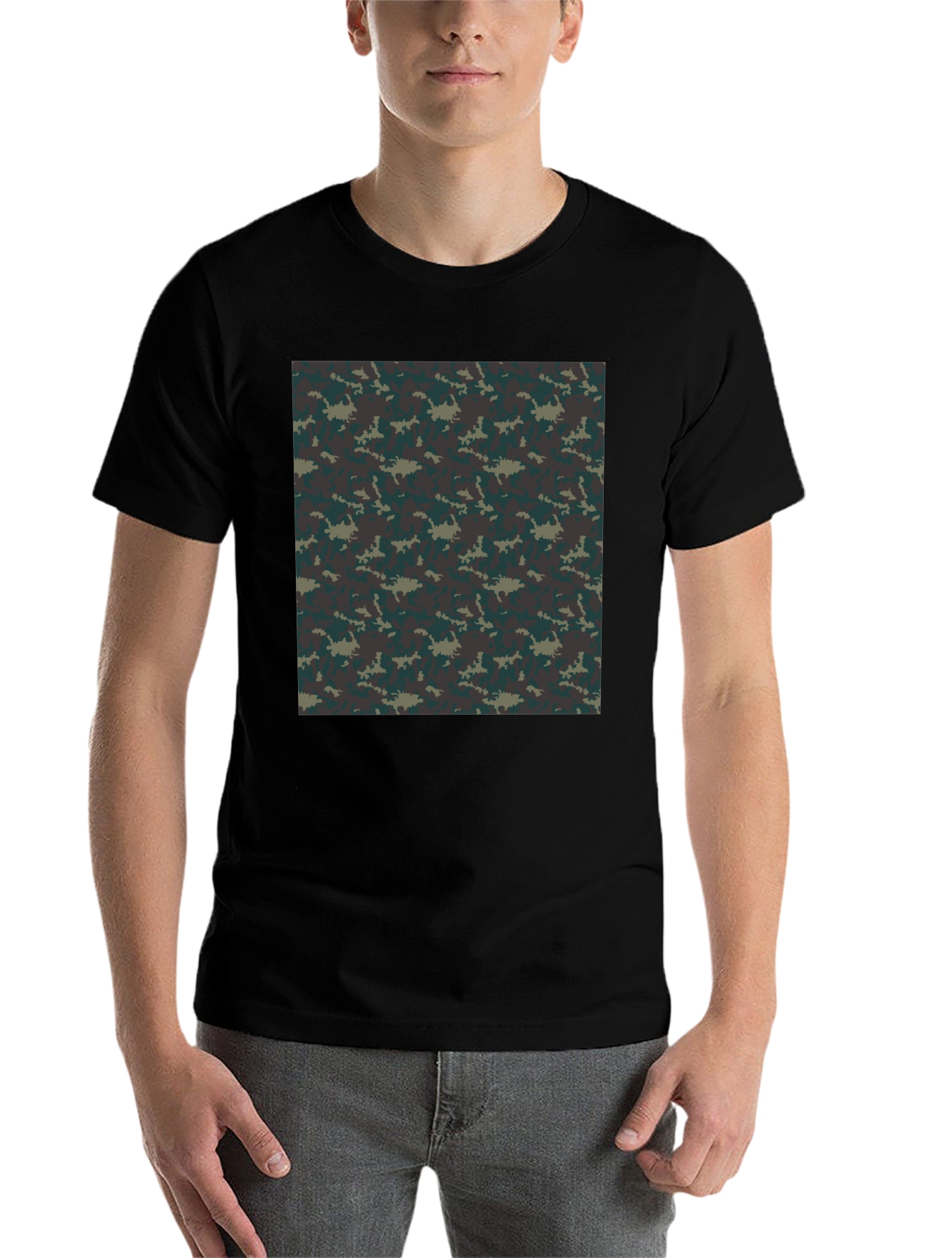 Black Camo Print Black T-Shirt - Urban Style view 7