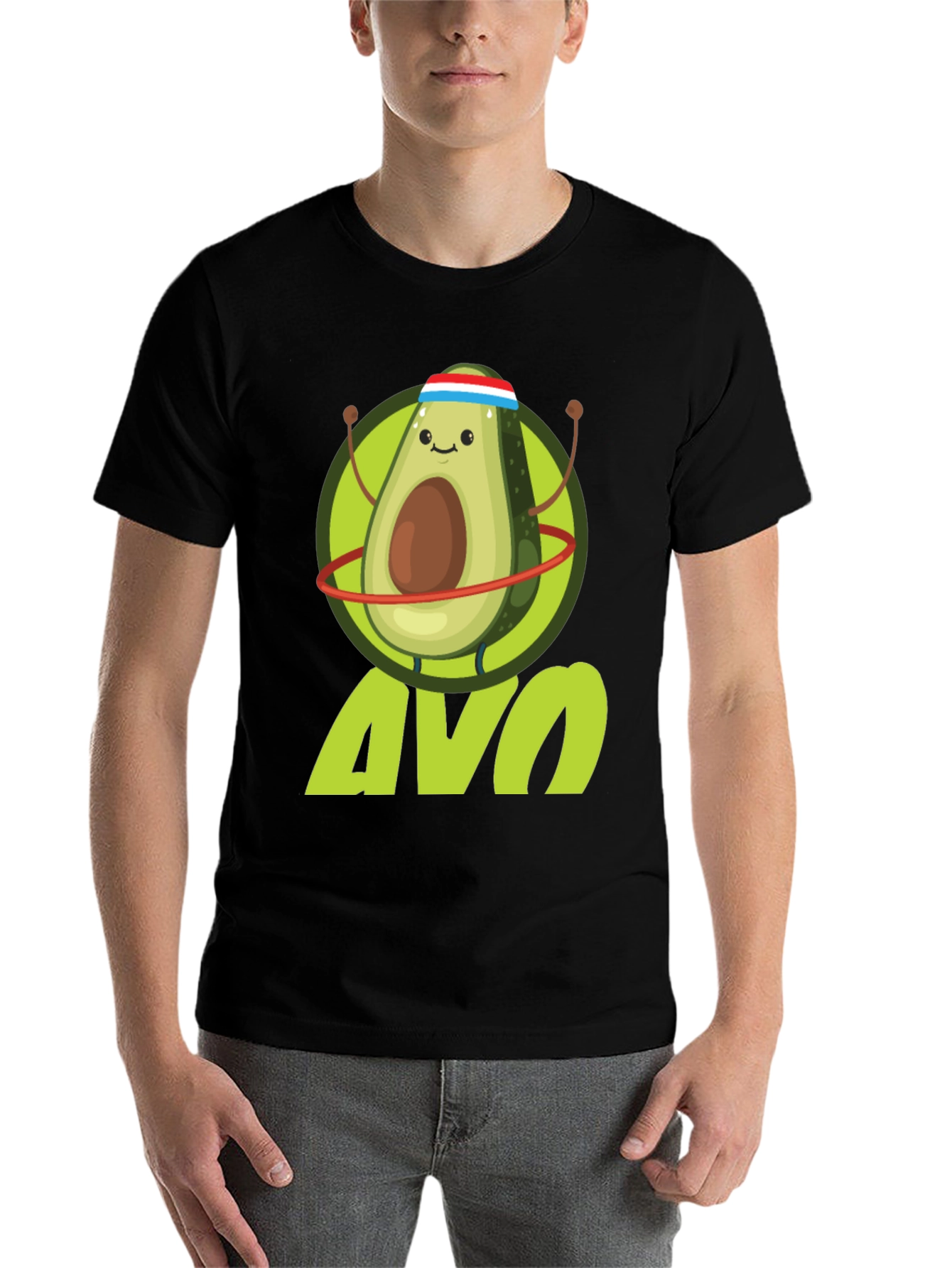 Black Funny Avocado Fitness T-Shirt | Avo Workout Tee view 7