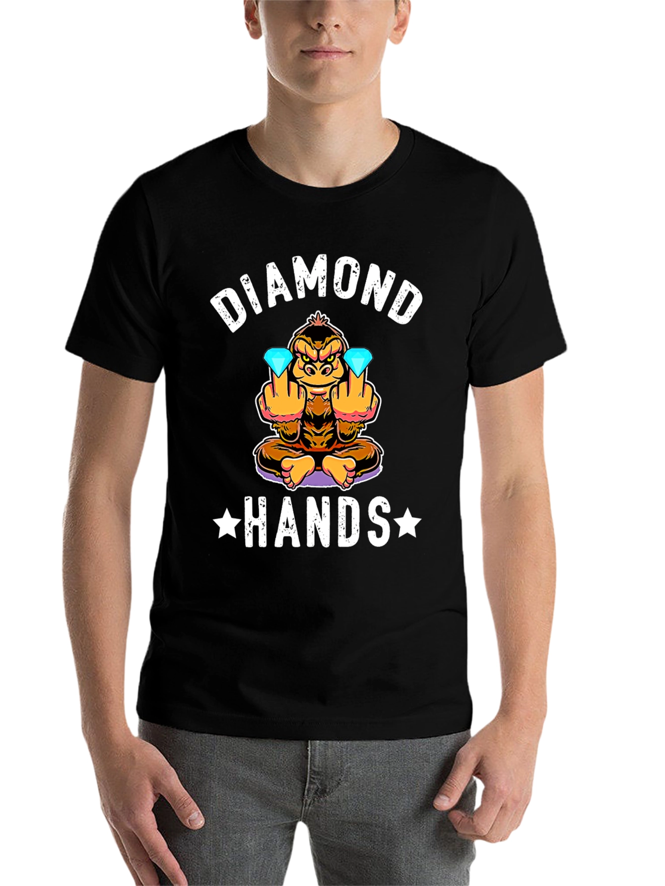Black Diamond Hands Funny Monkey T-Shirt view 7