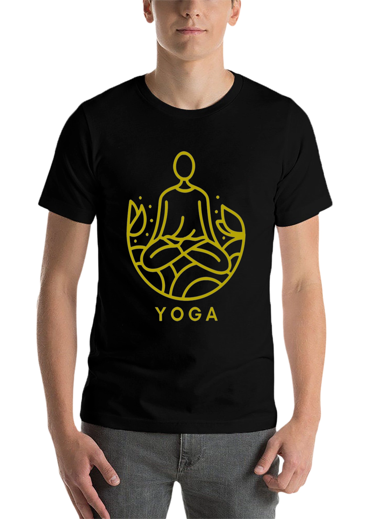 Black Yoga Meditation T-Shirt - Men's Graphic Tee view 7