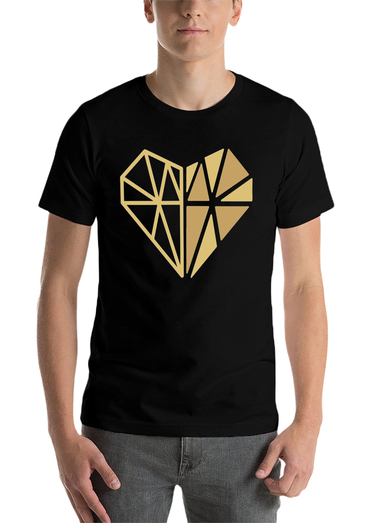 Black Geometric Heart Graphic Tee - Modern Style view 7