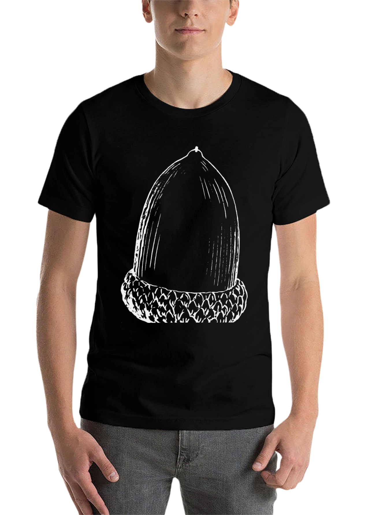 Black Acorn Graphic Tee - Nature Inspired Design view 7