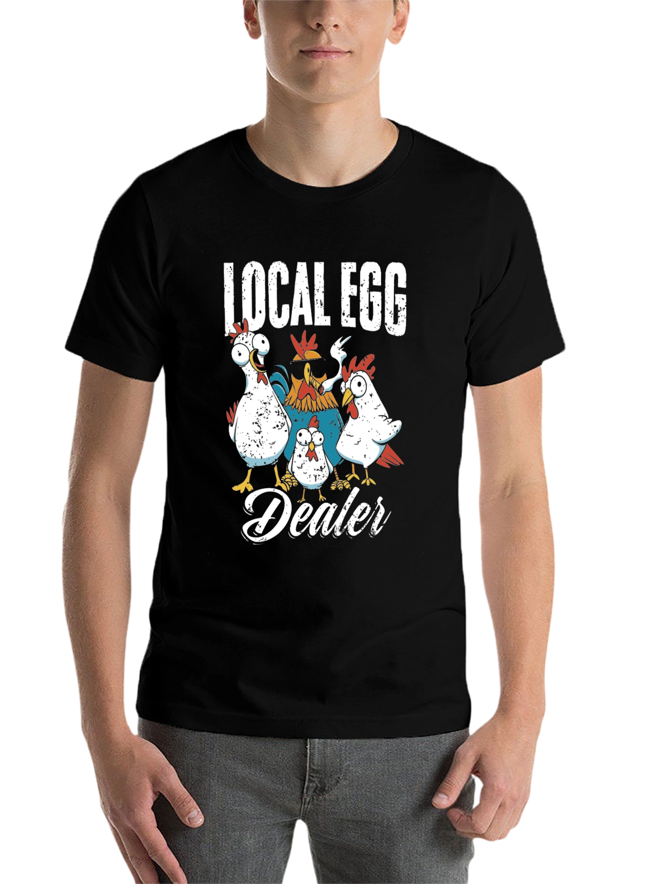 Black Local Egg Dealer Chicken Graphic T-Shirt view 7