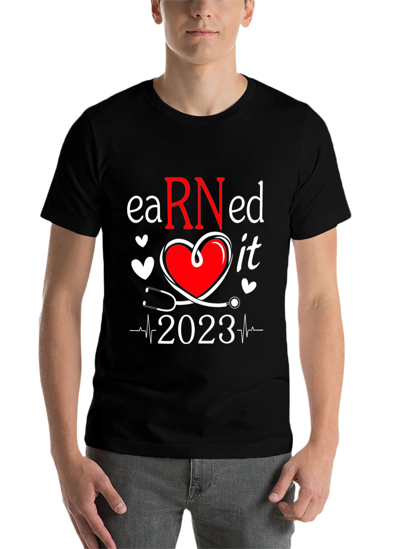Black Earned It RN 2023 Nurse T-Shirt view 7
