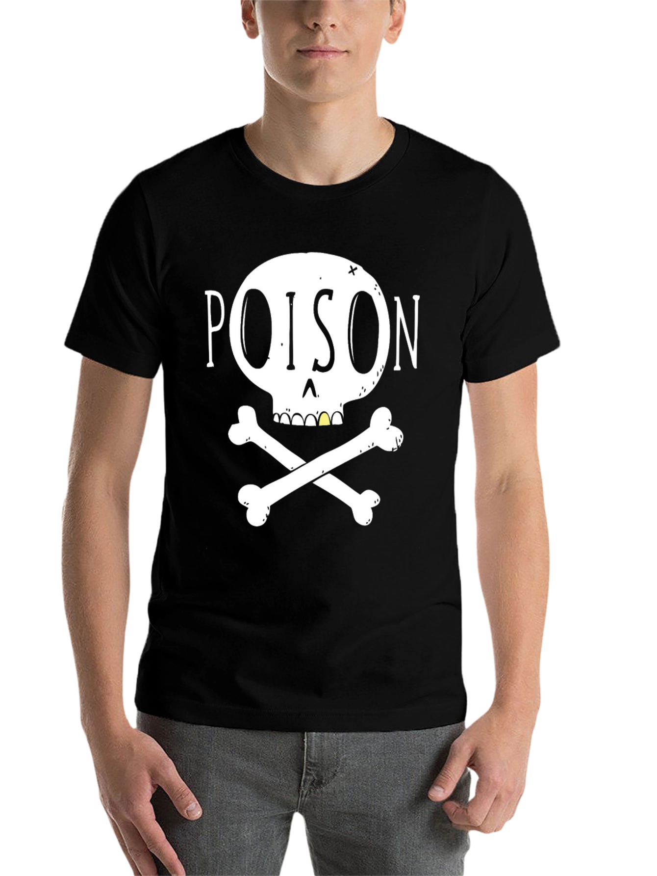 Black Poison Skull Graphic Tee - Black Casual T-Shirt view 7