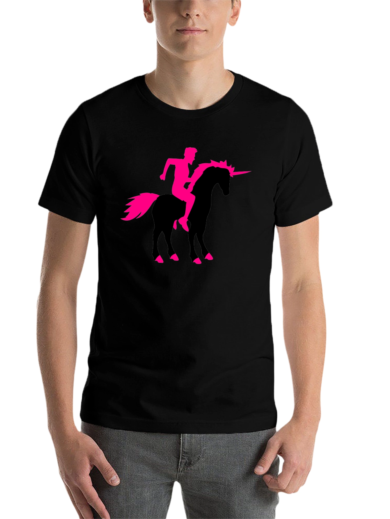 Black Unicorn Rider Graphic T-Shirt - Black Cotton Tee view 7