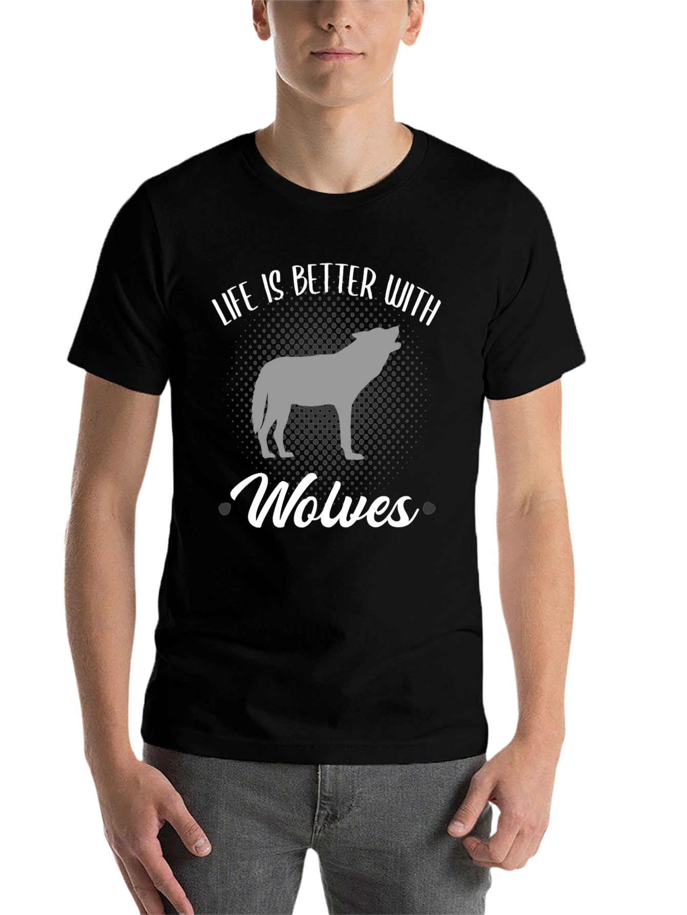 Black Life Is Better With Wolves T-Shirt - Black view 7