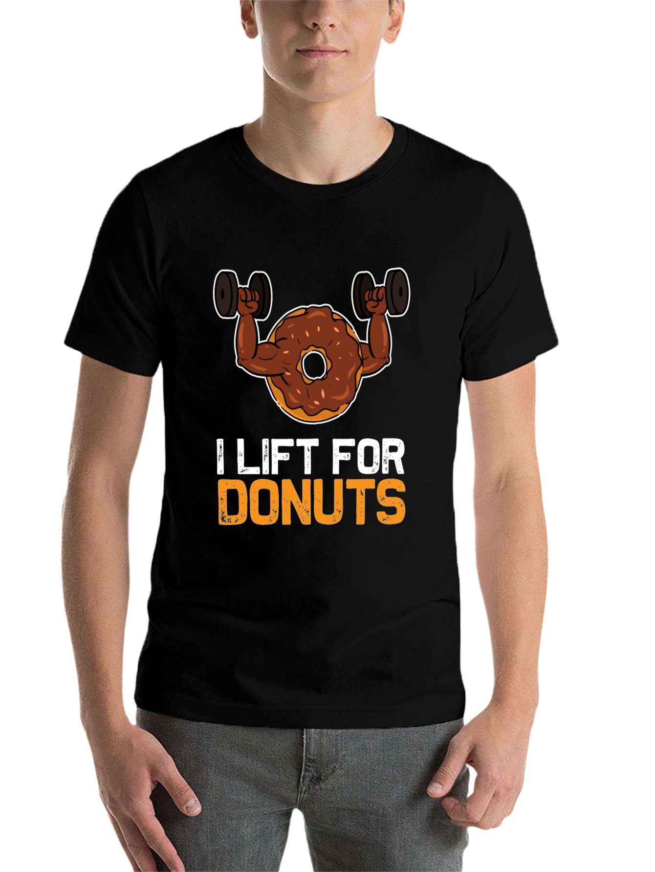 Black I Lift For Donuts Black Graphic T-Shirt view 7