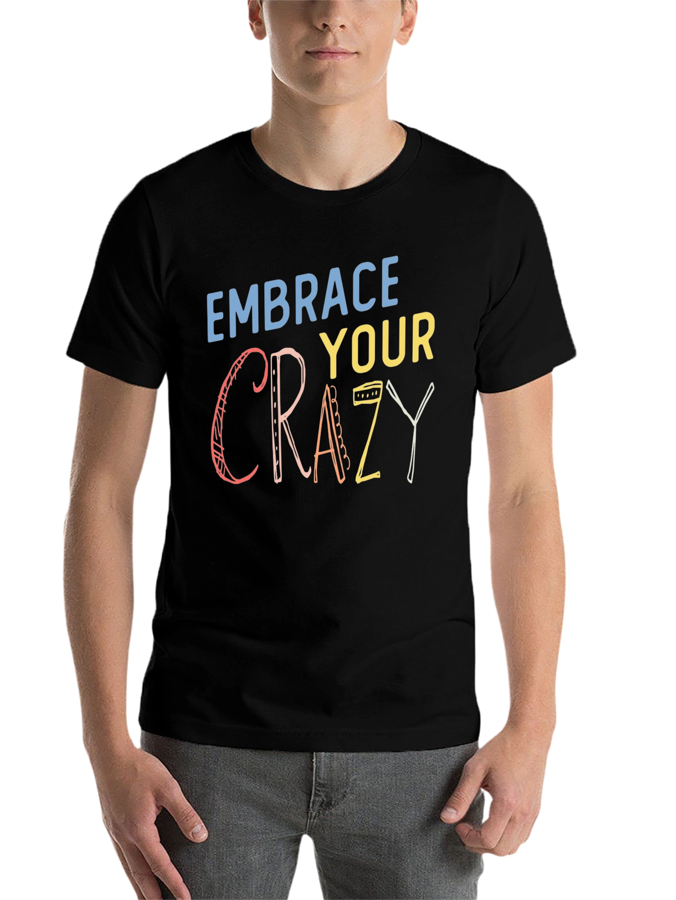 Black Embrace Your Crazy Graphic T-Shirt - Black view 7