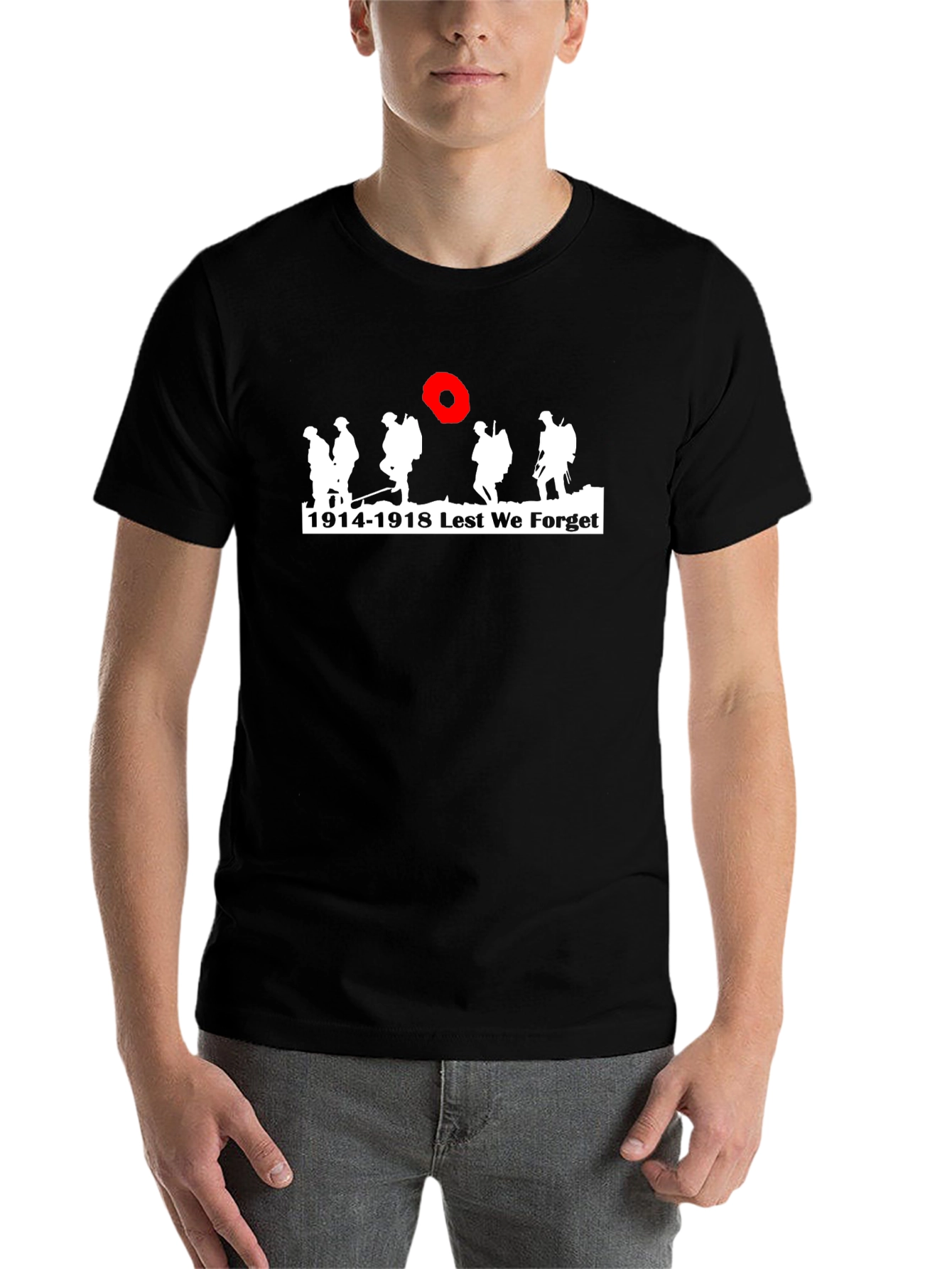 Black Lest We Forget 1914-1918 T-Shirt view 7