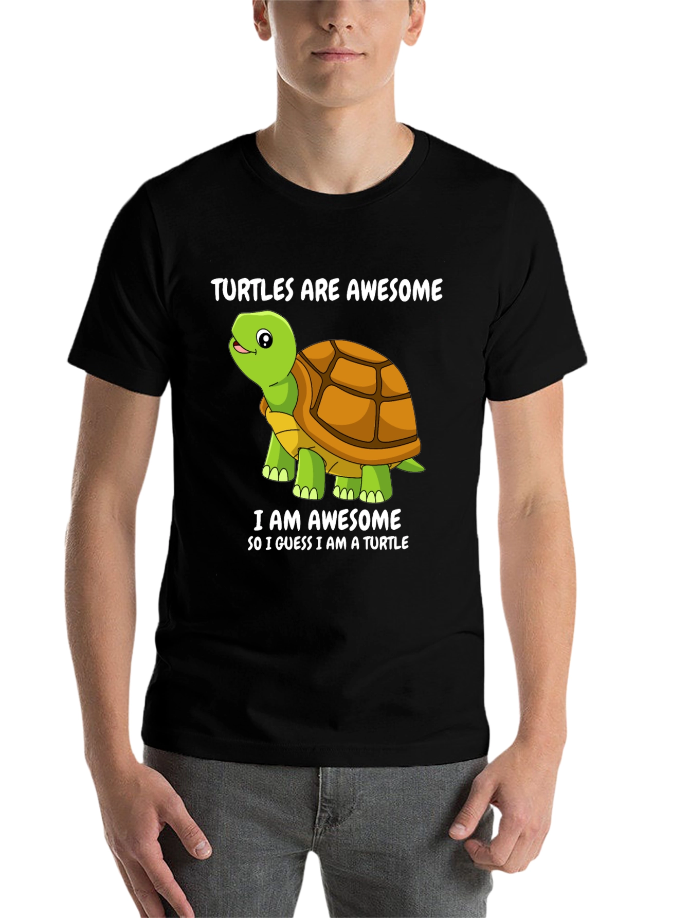 Black Awesome Turtles T-Shirt - Funny Cartoon Turtle Tee view 7