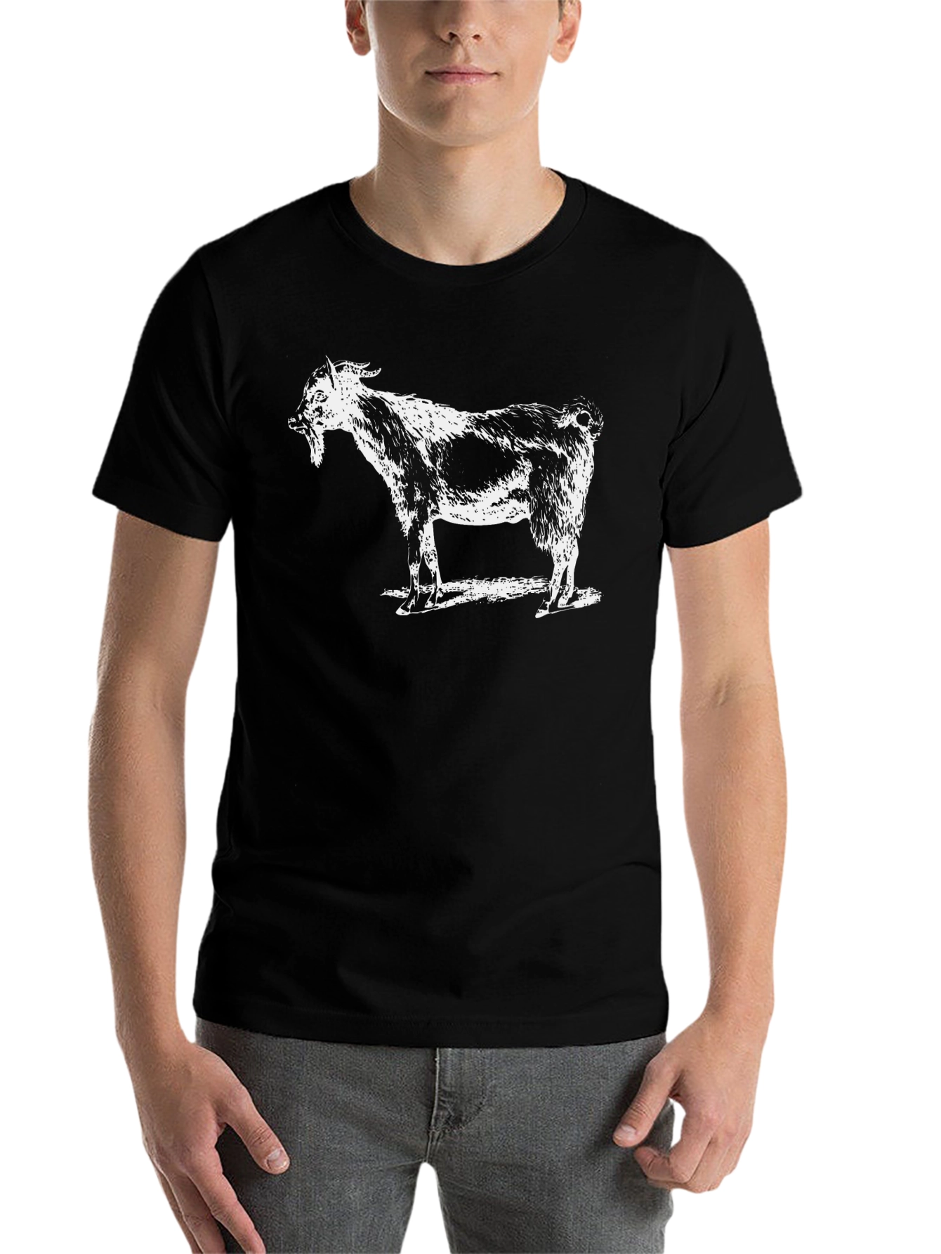 Black Goat Graphic T-Shirt - Black Crew Neck Tee view 7