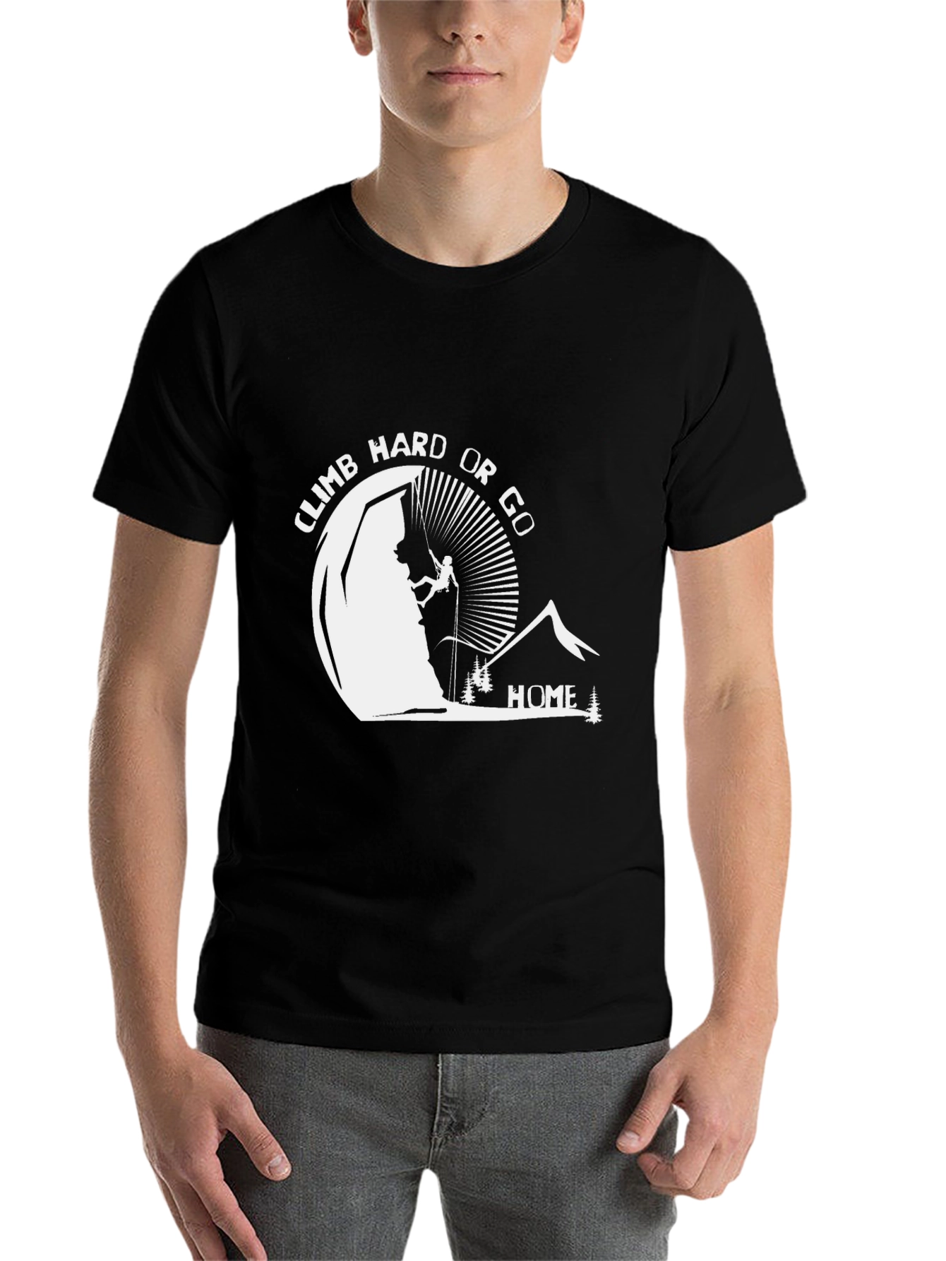 Black Climb Hard Or Go Home Black Graphic T-Shirt view 7