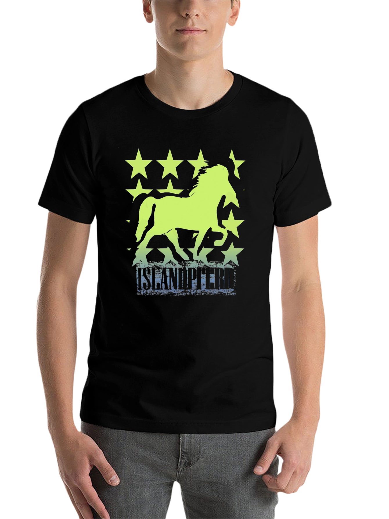 Black Icelandic Horse Stars T-Shirt view 7