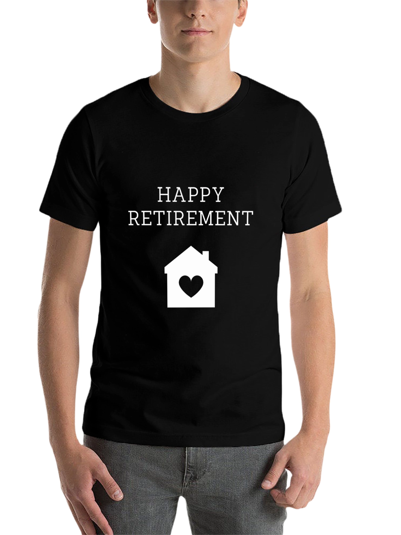 Black Happy Retirement Home Heart T-Shirt view 7