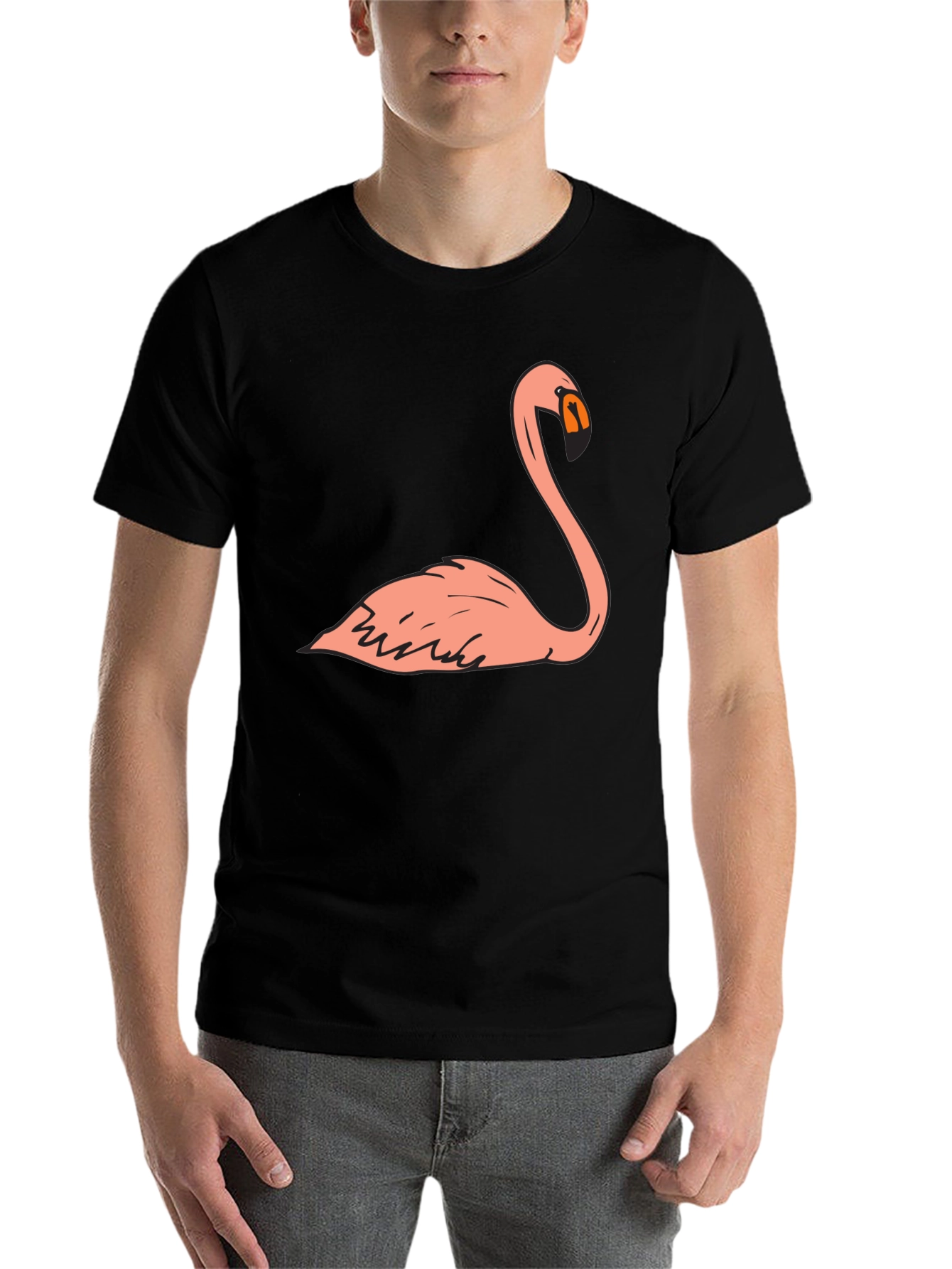 Black Flamingo Graphic Tee - Casual Black T-Shirt view 7