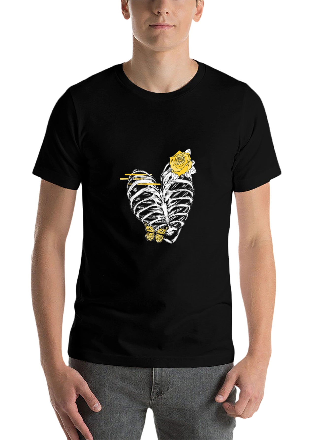Heart Rib Cage Rose Graphic Tee - 7