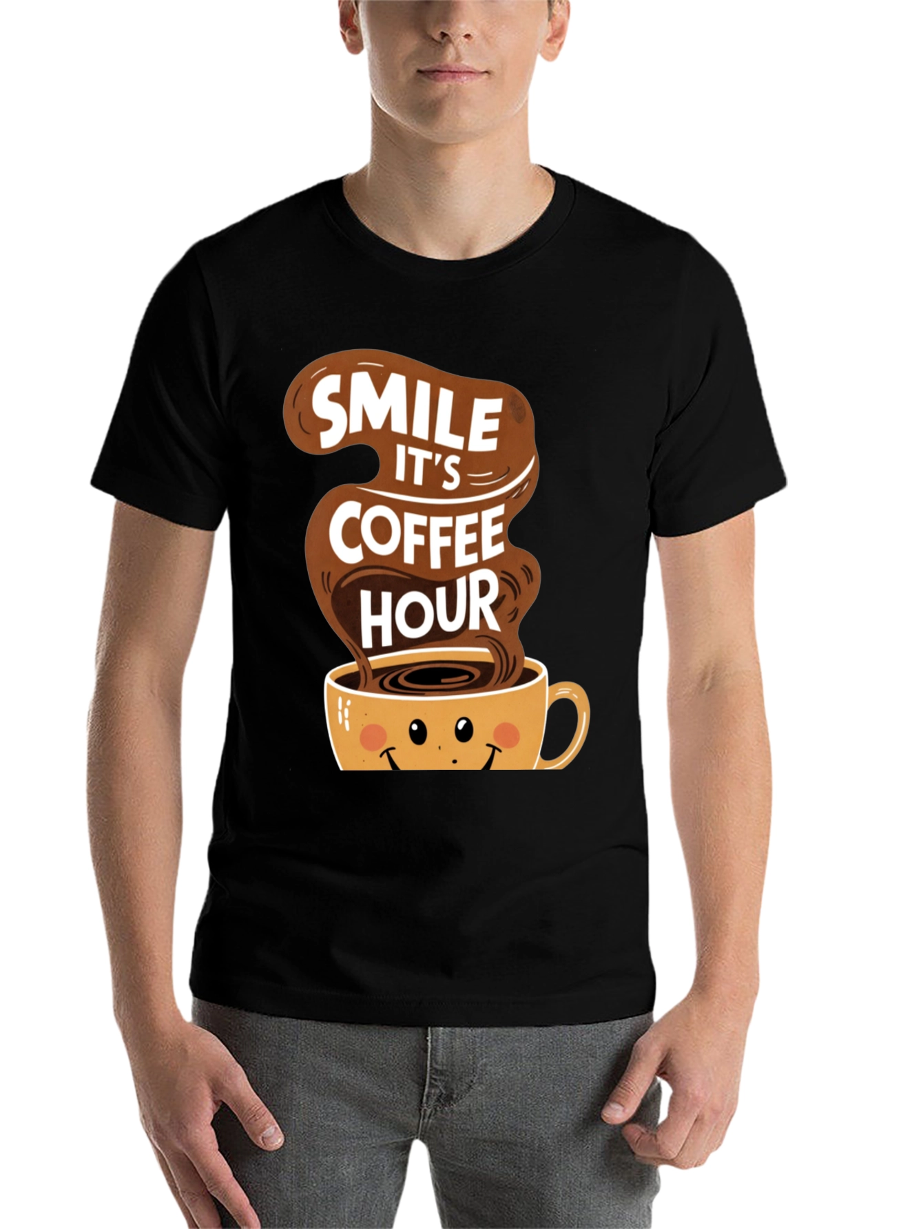 Black Smile It's Coffee Hour Black T-Shirt view 7
