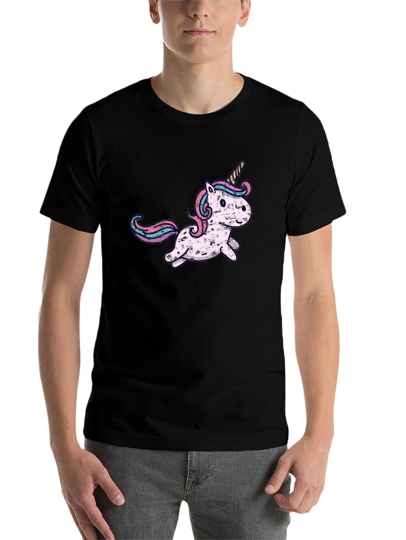 Black Unicorn Graphic Tee - Men's Black T-Shirt view 7