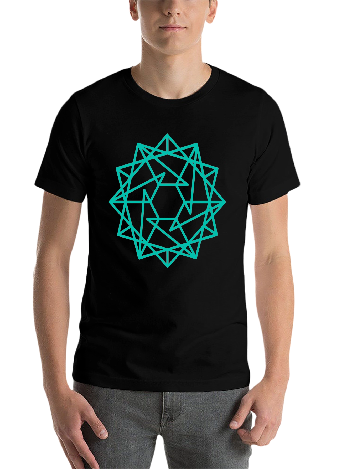 Black Geometric Graphic Tee - Modern Design view 7