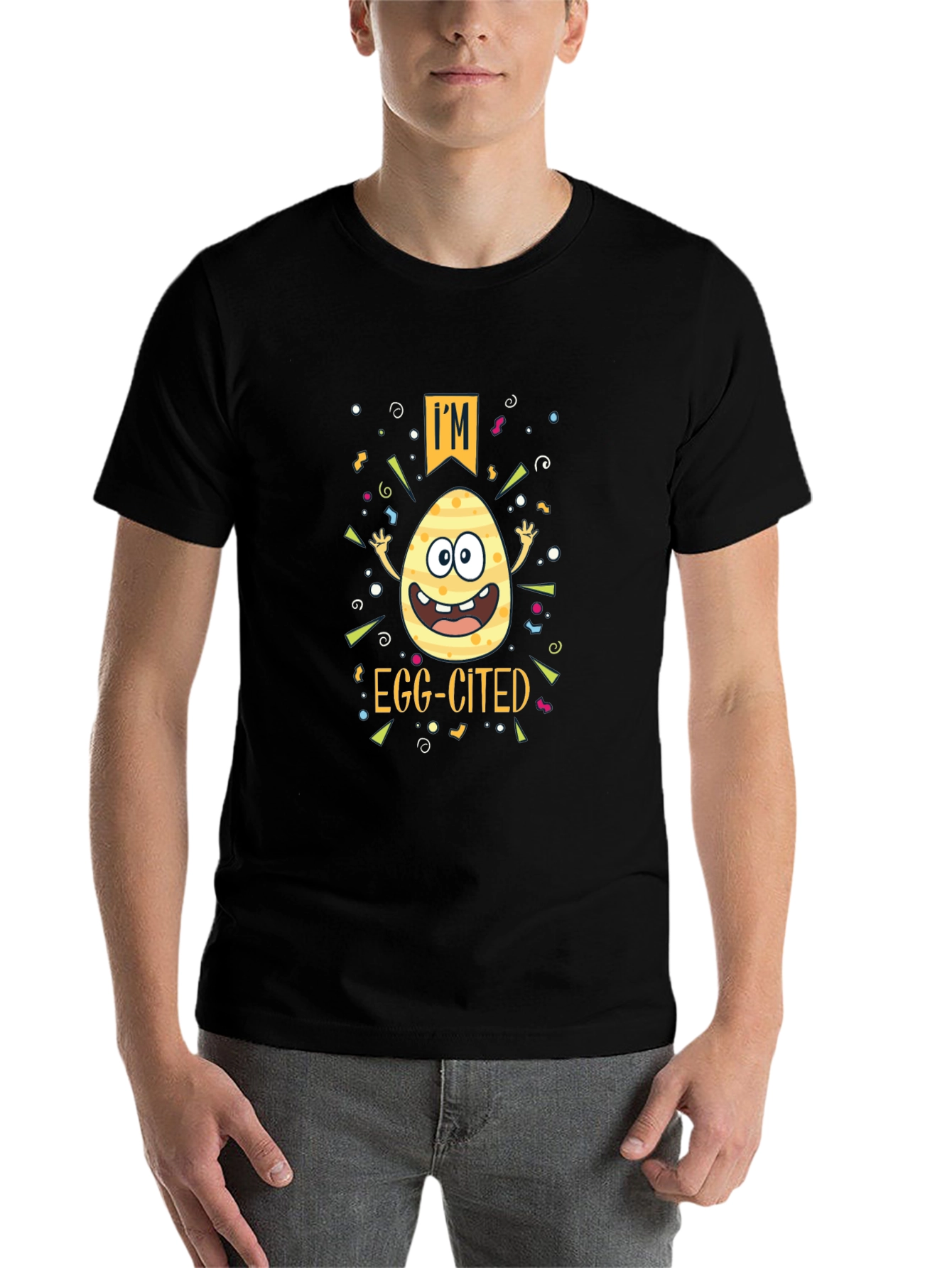 Camiseta Negra "Egg-cited" Pascua