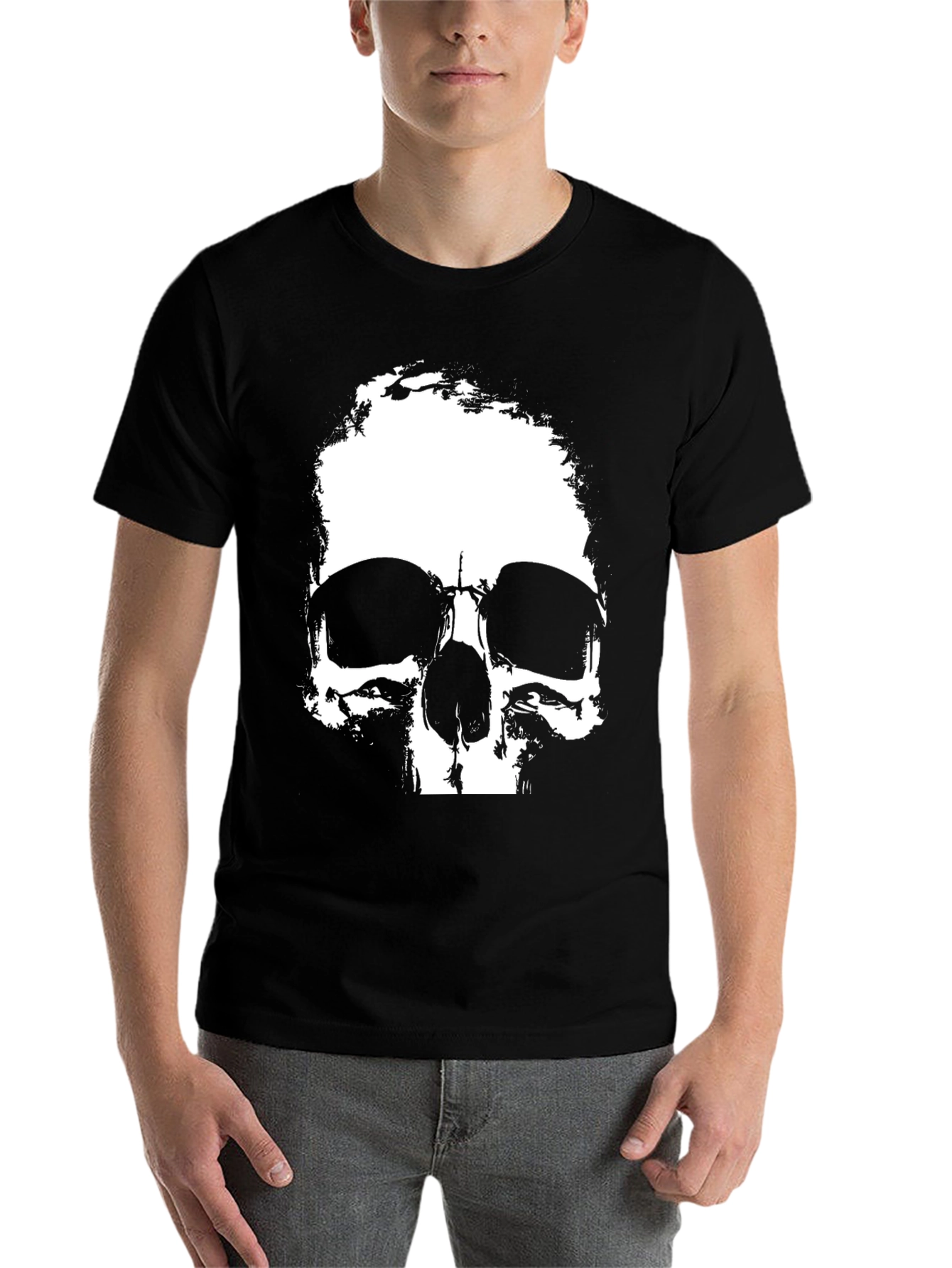 Black Skull Graphic Print Black T-Shirt view 7
