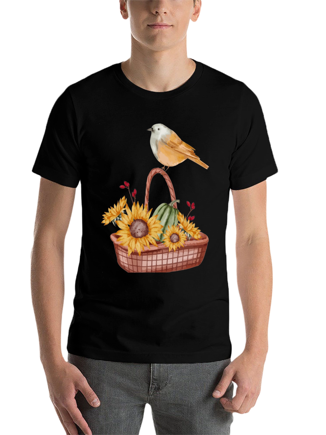 Bird & Basket of Sunflowers Graphic Tee - 7