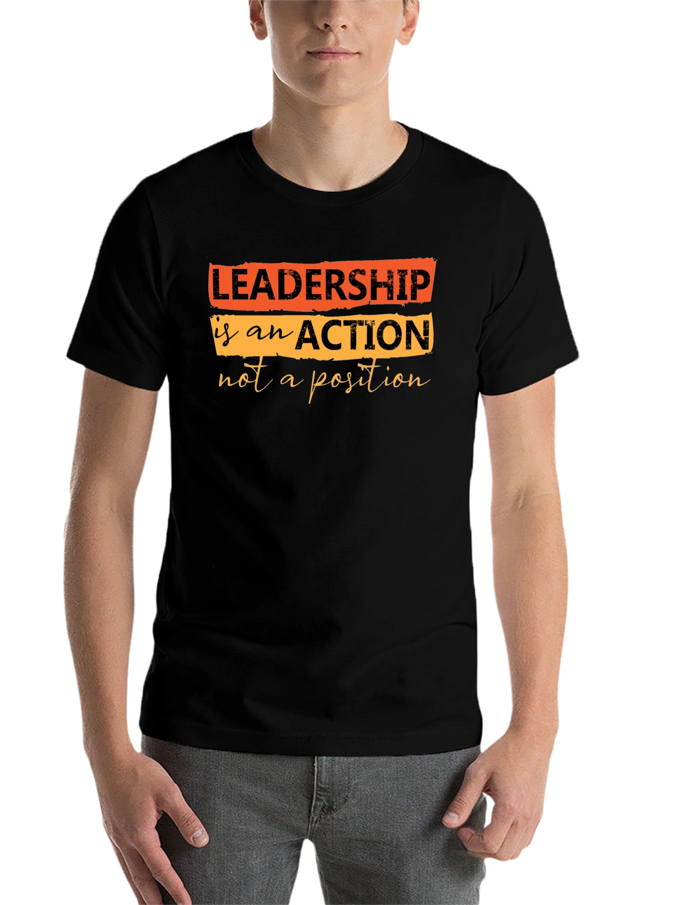 Black Leadership Quote T-Shirt - Black view 7