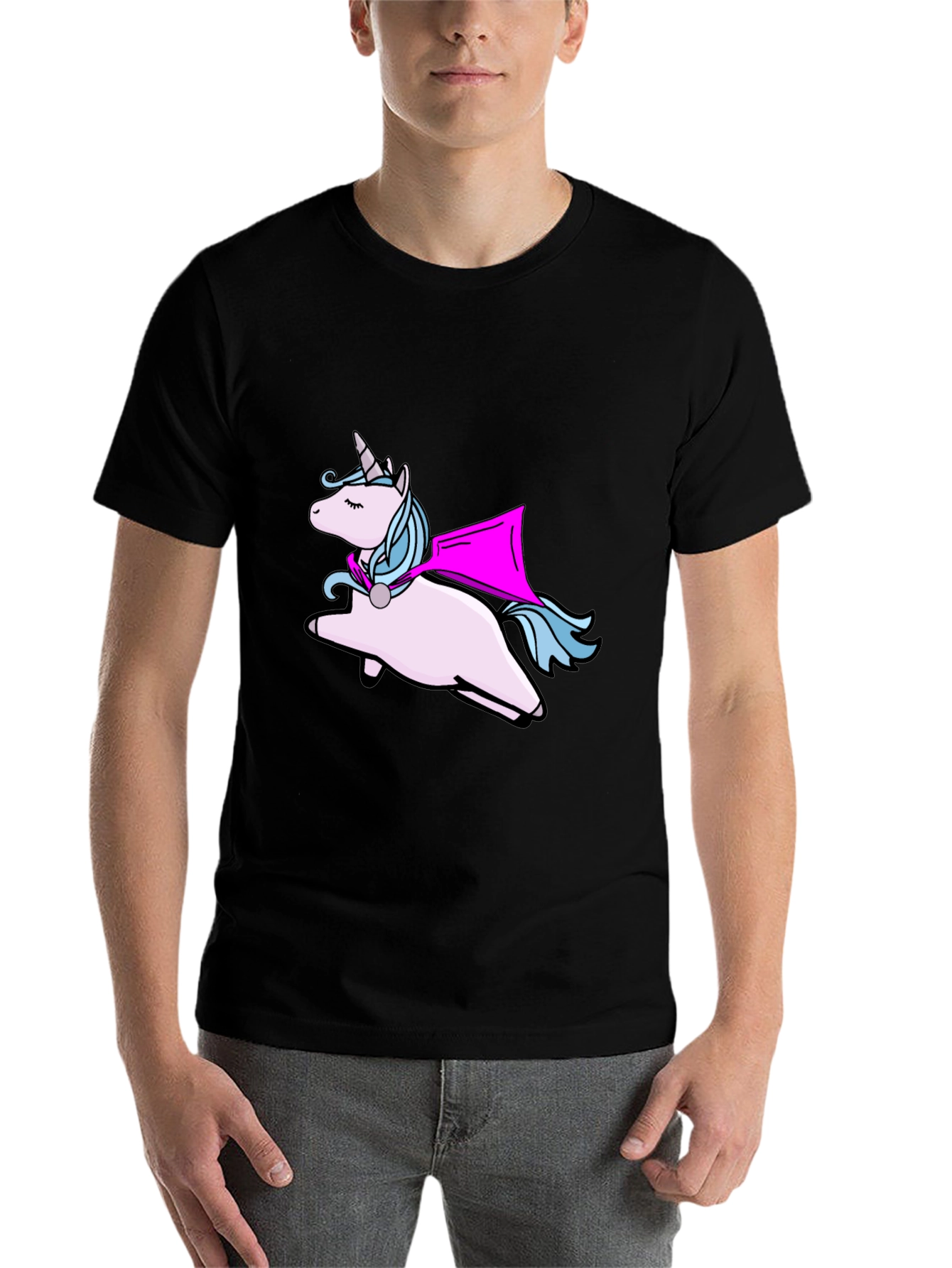 Unicorn Superhero Black T-Shirt - 7