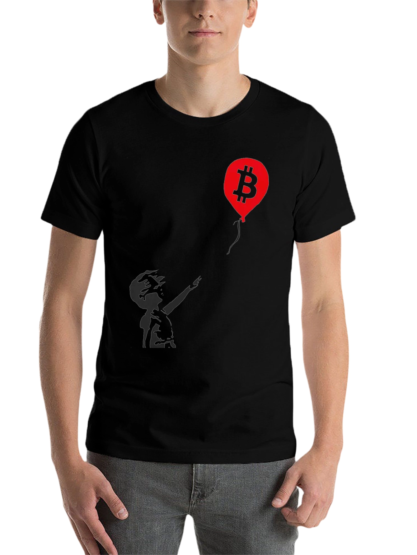 Black Bitcoin Balloon Graphic Tee - Crypto T-Shirt view 7