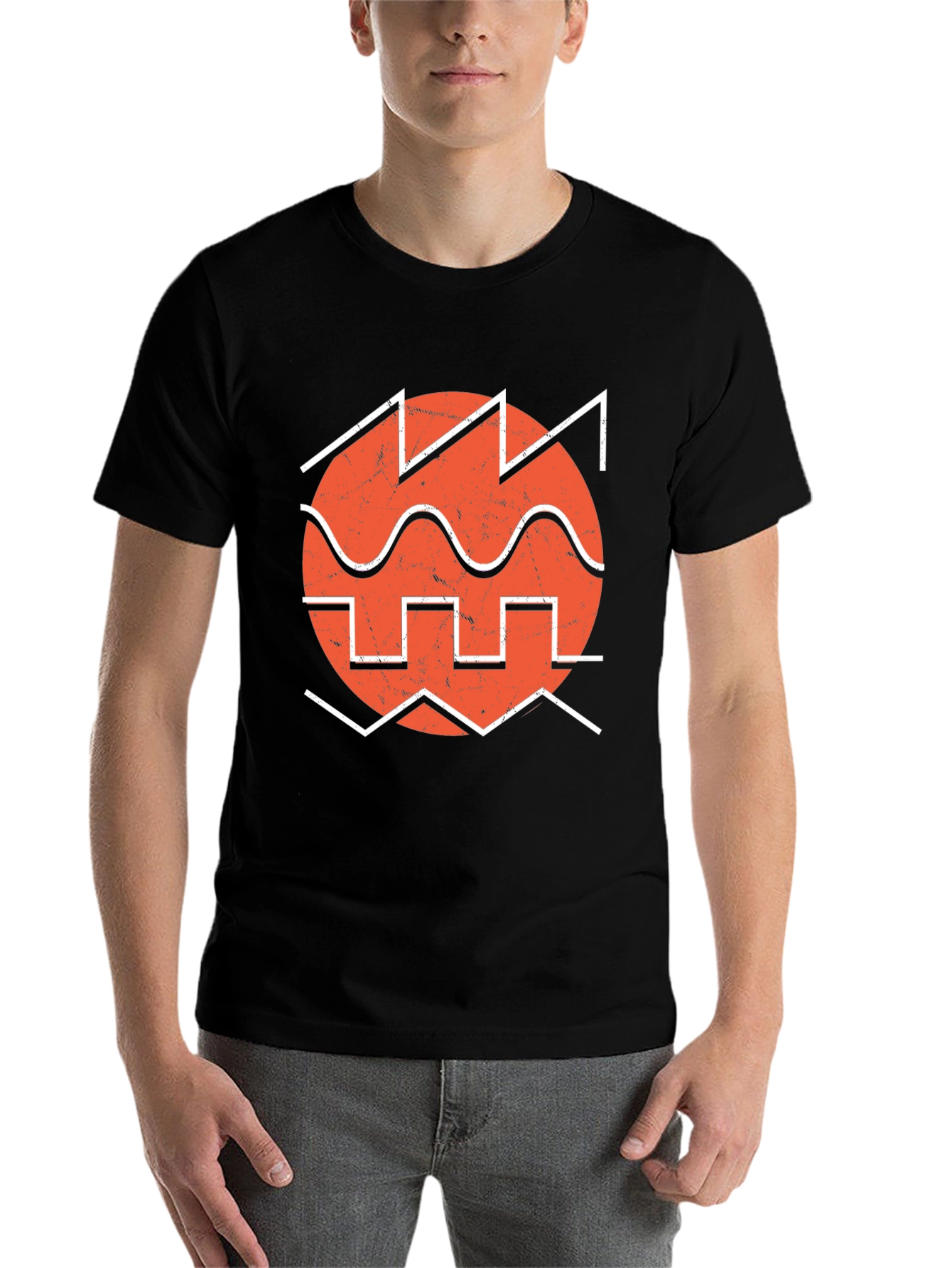 Black Retro Waveform Graphic Tee - Black view 7