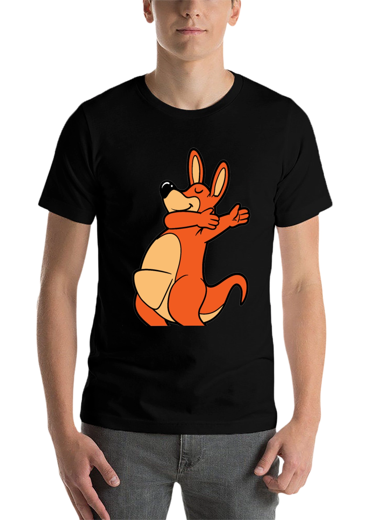 Black Dabbing Kangaroo Black T-Shirt view 7