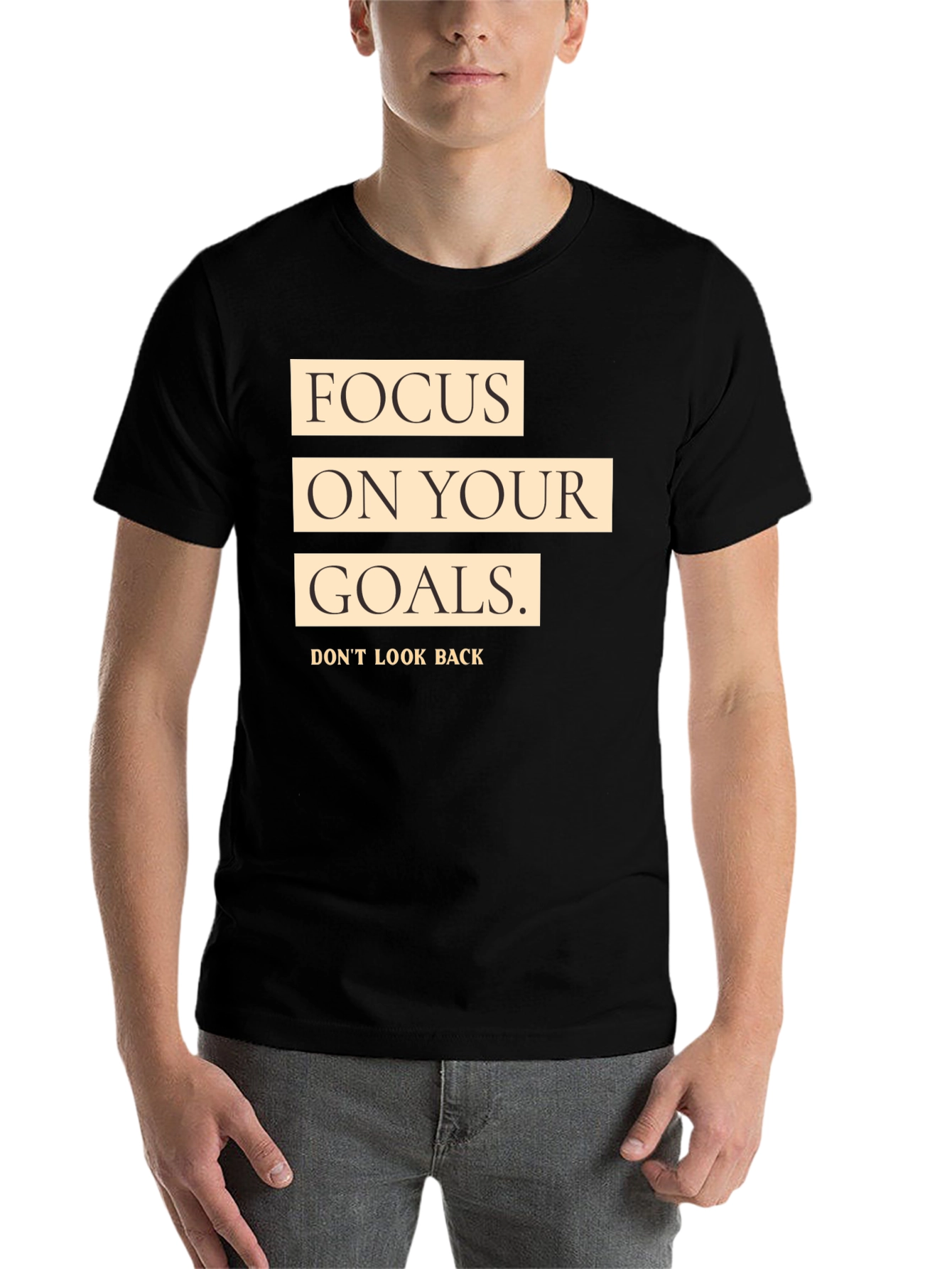 Black Focus on Your Goals Black Graphic T-Shirt view 7