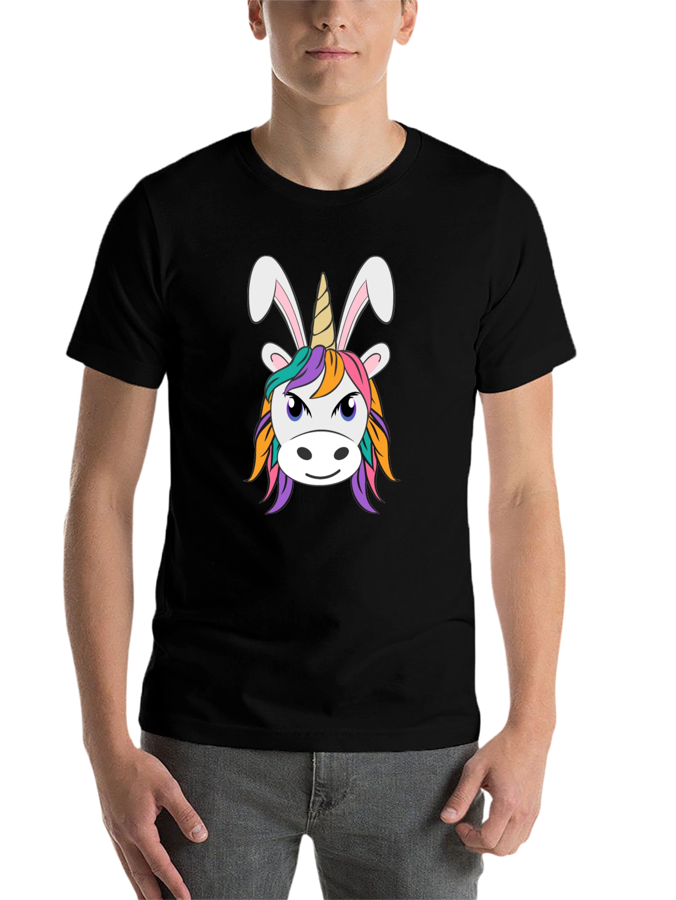 Black Unicorn Bunny T-Shirt - Fun Graphic Tee view 7
