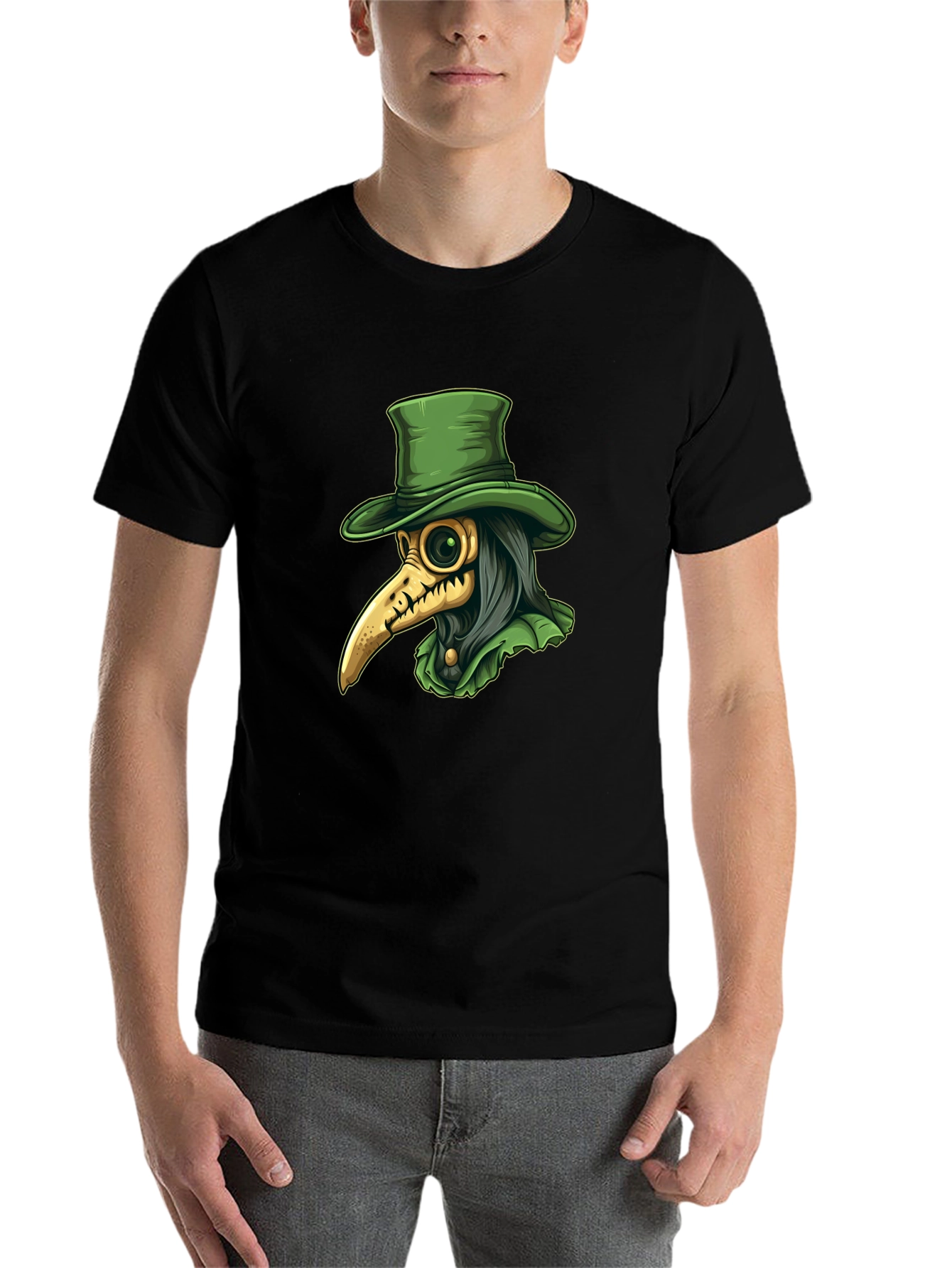 Black Plague Doctor Graphic Tee - Unique Gothic Fashion view 7