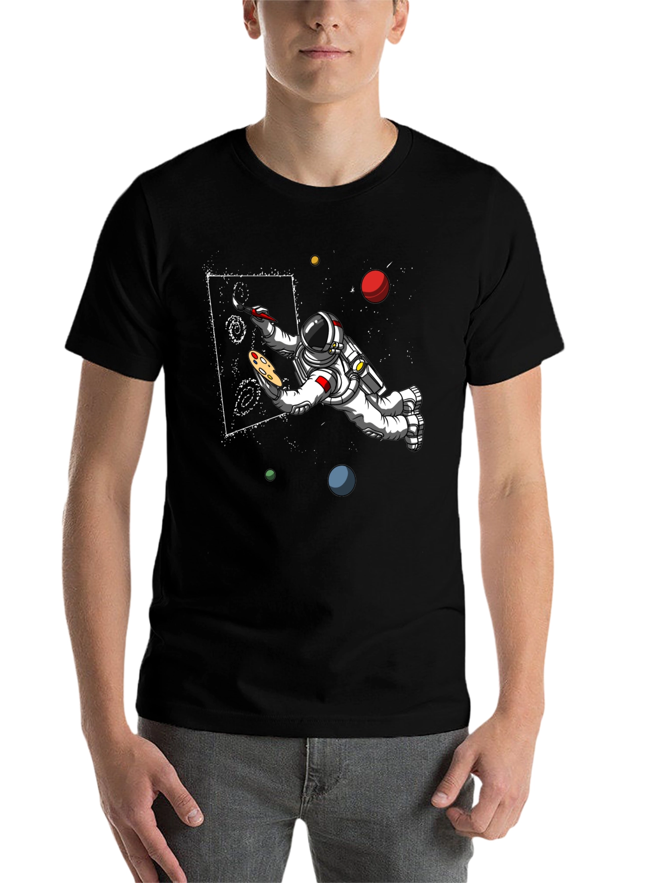Black Astronaut Artist Graphic T-Shirt view 7