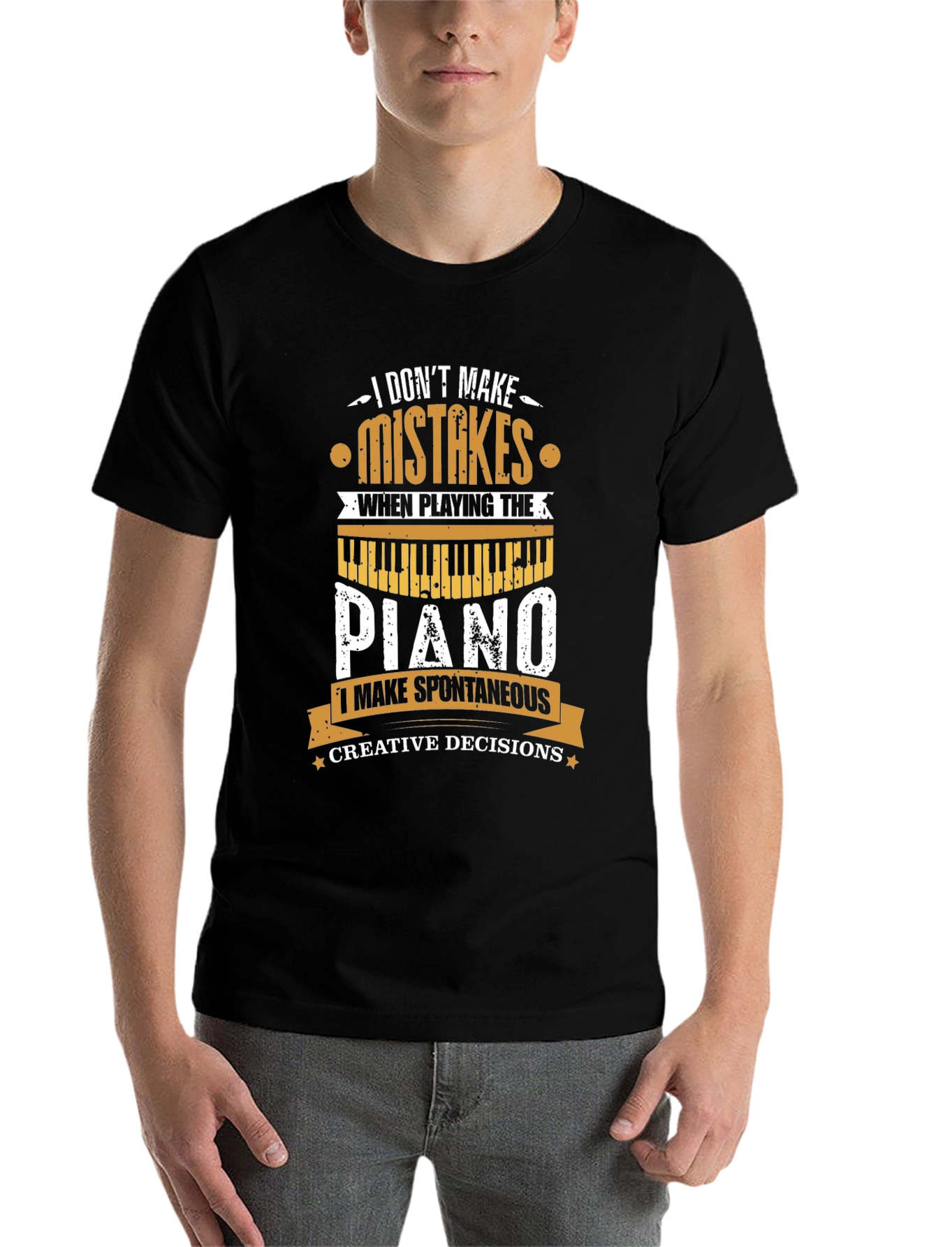 Black Piano Player T-Shirt - I Don't Make Mistakes Musician Tee view 7