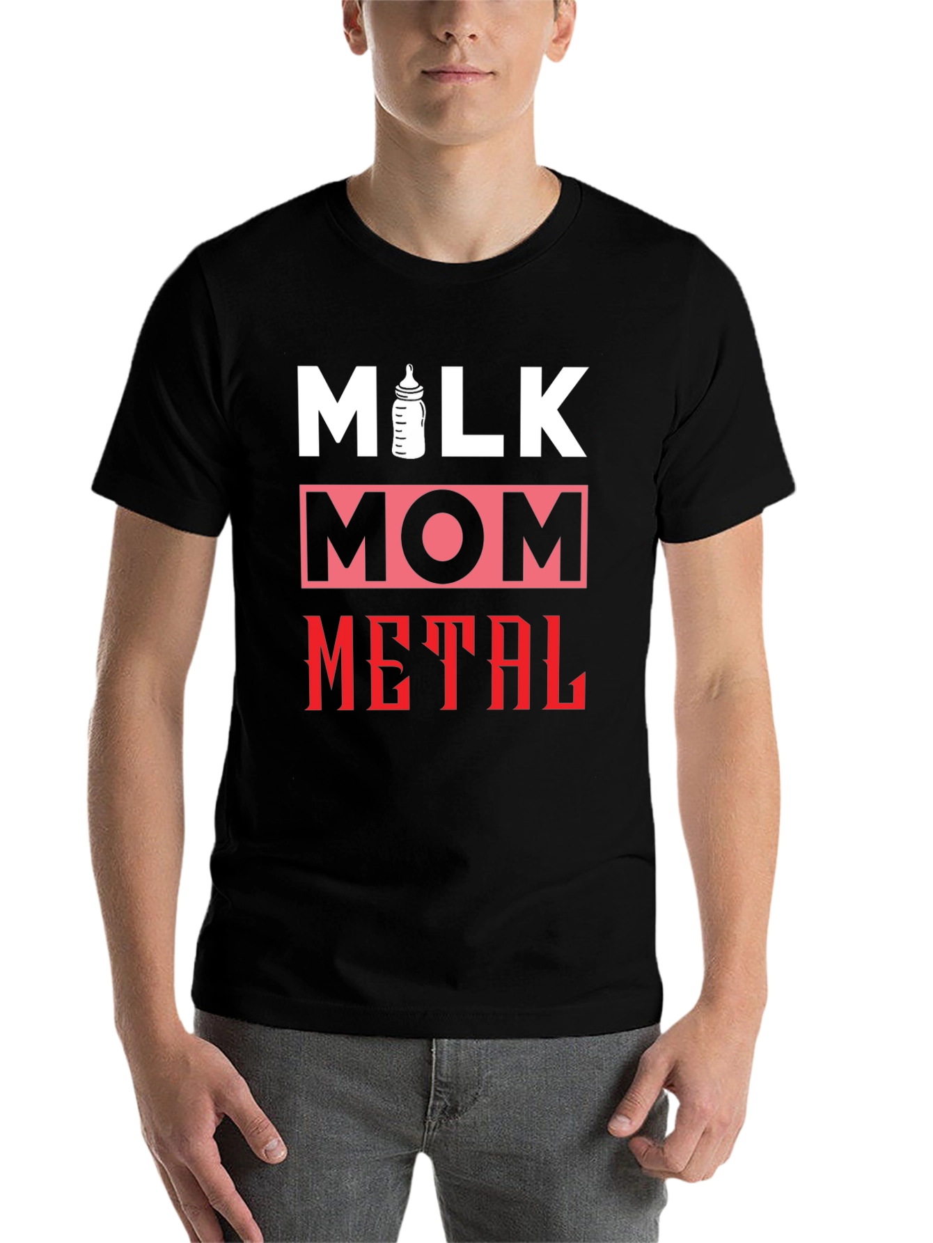 Black Milk Mom Metal T-Shirt - Funny Graphic Tee view 7