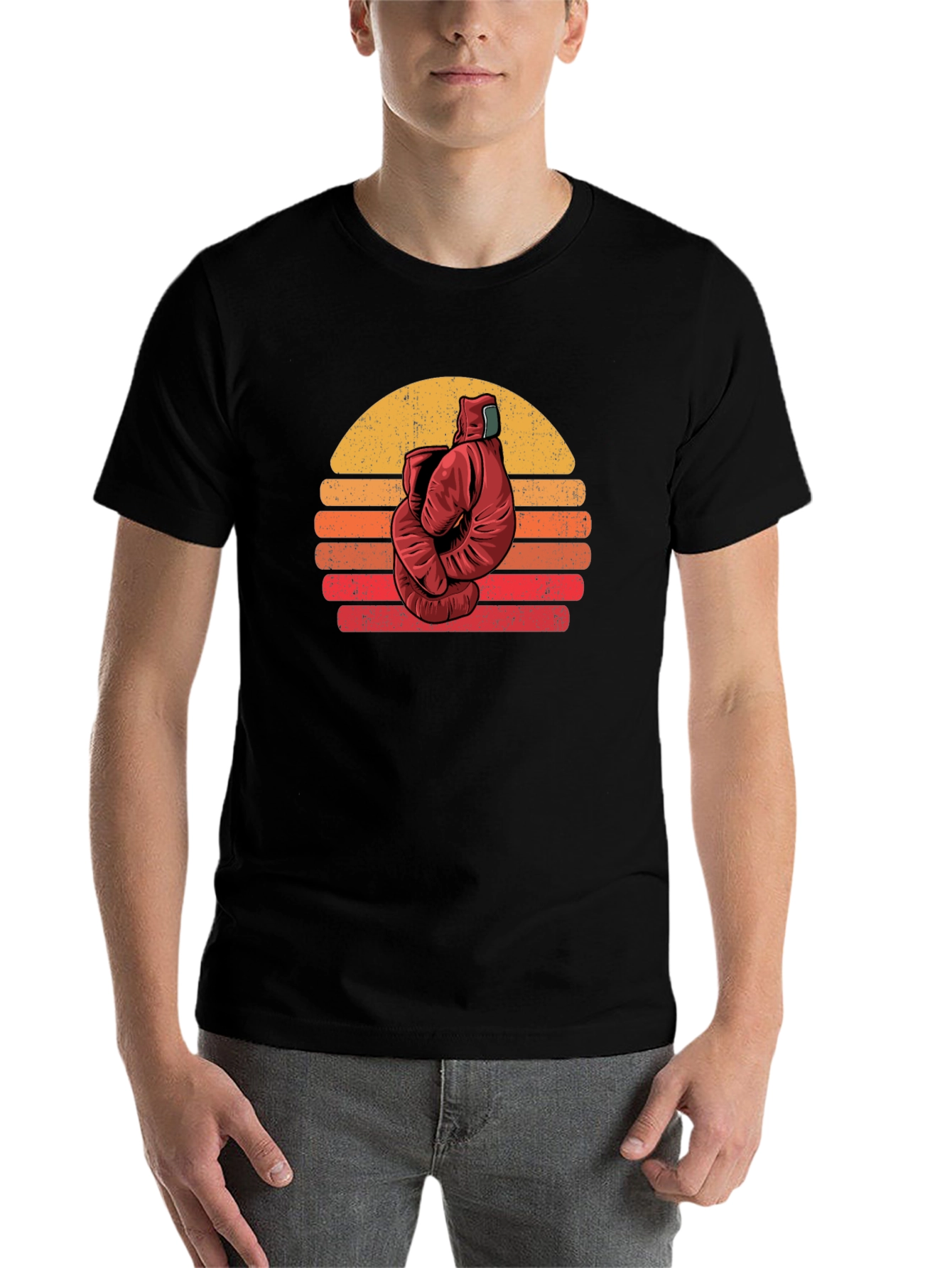 Black Retro Boxing Glove Graphic Tee view 7