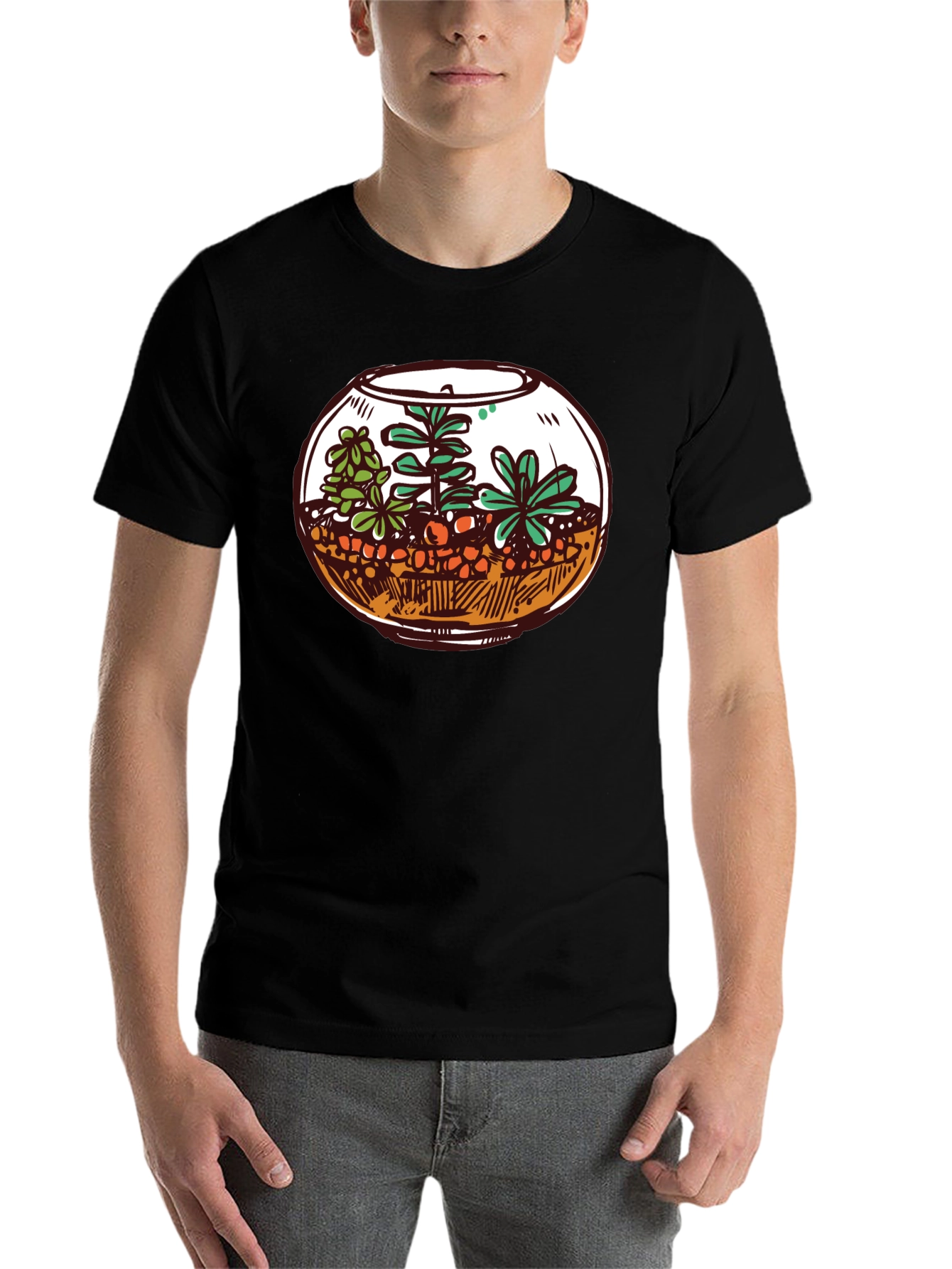 Black Terrarium Graphic Tee - Unique Plant Lover Shirt view 7