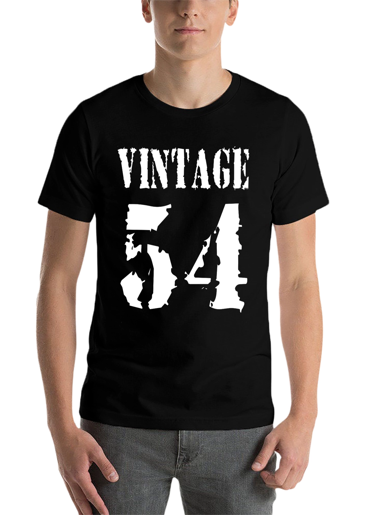 Black Vintage 54 Graphic Tee - Classic Black T-Shirt view 7