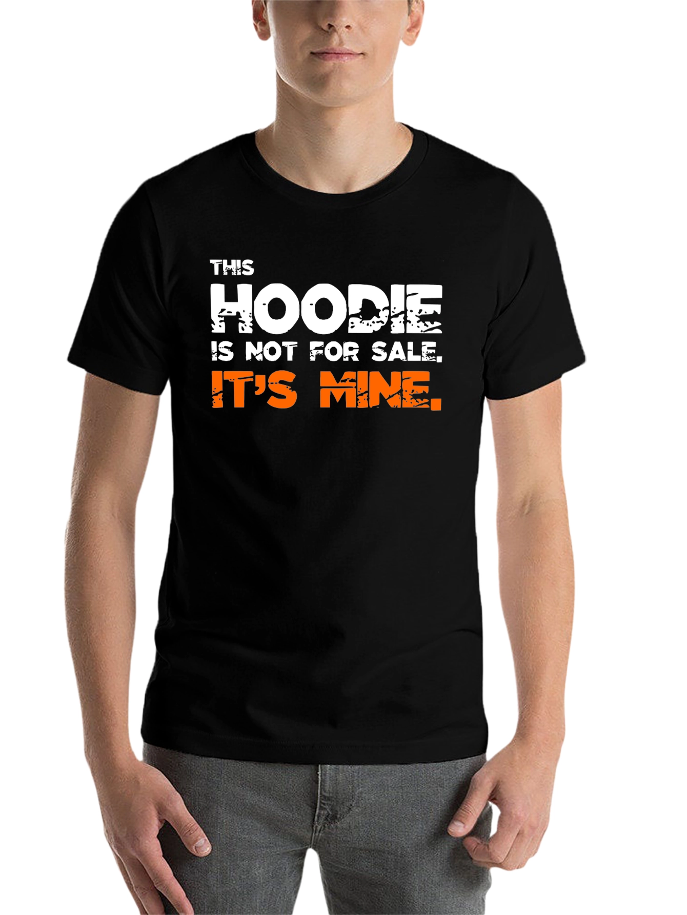 Black Humorous 'This Hoodie Is Not For Sale' Graphic Tee view 7