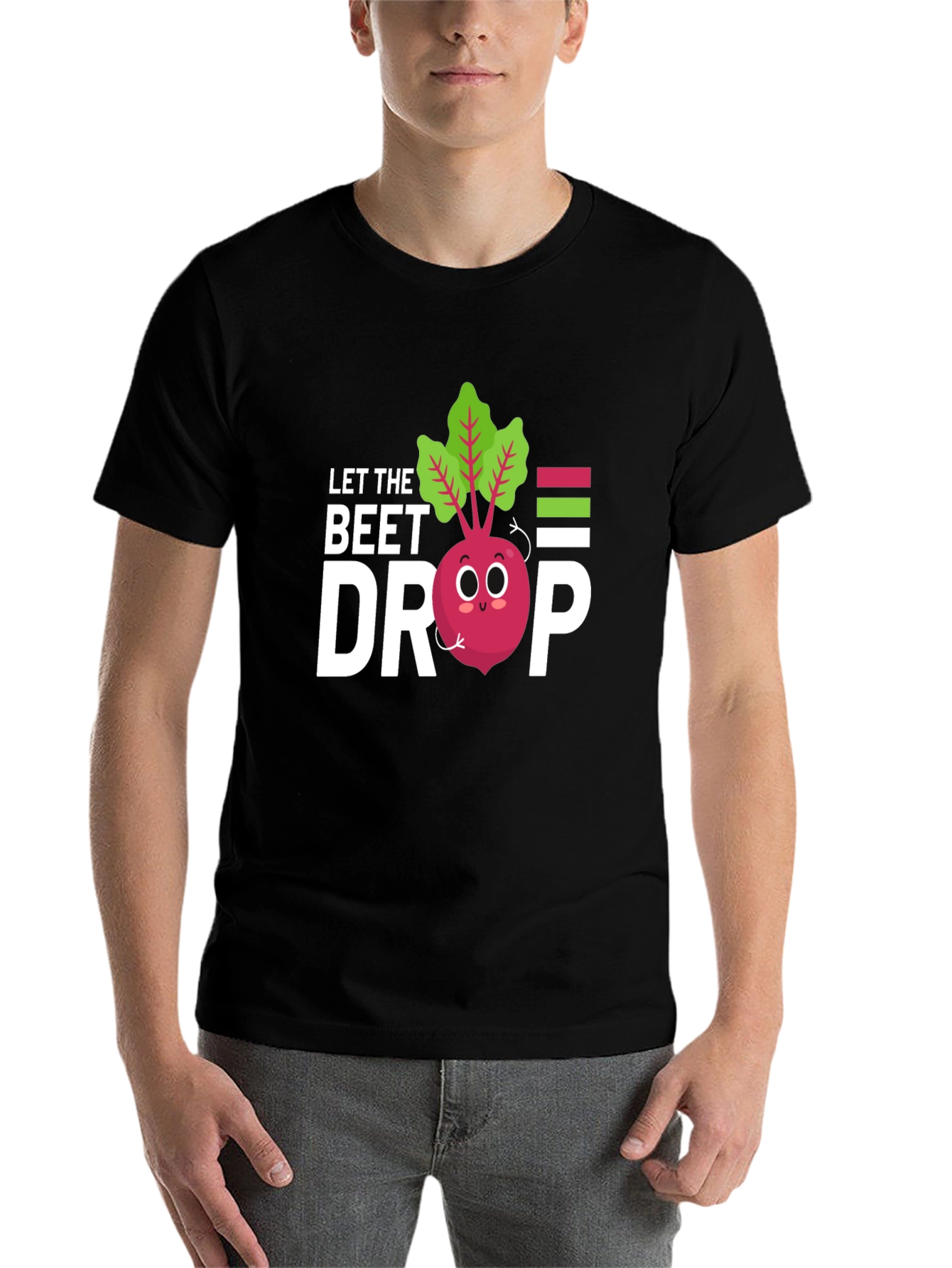 Black Let the Beet Drop Graphic Tee - Cute Vegetable Pun T-Shirt view 7