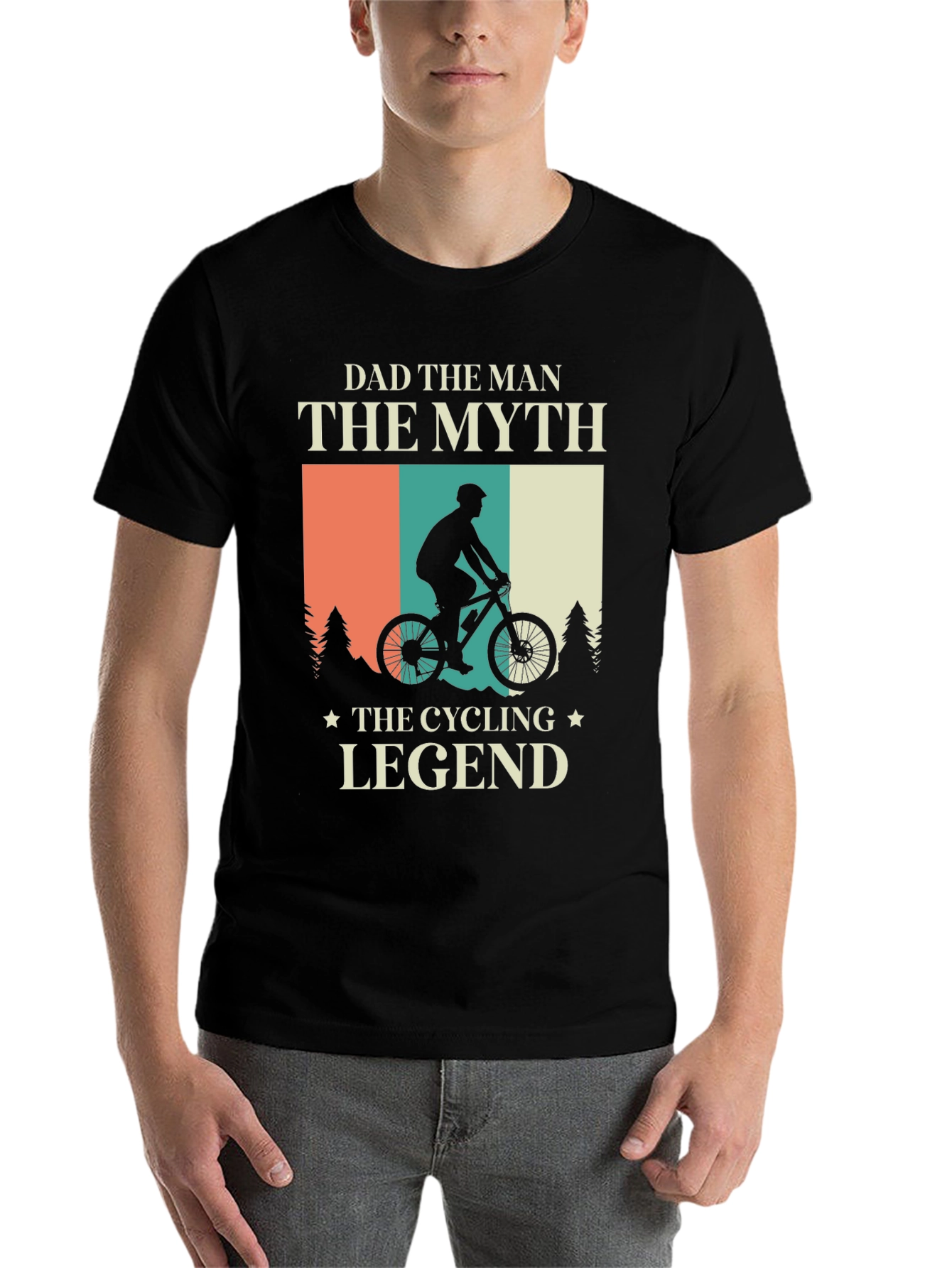 Black Dad The Man, Cycling Legend T-Shirt view 7