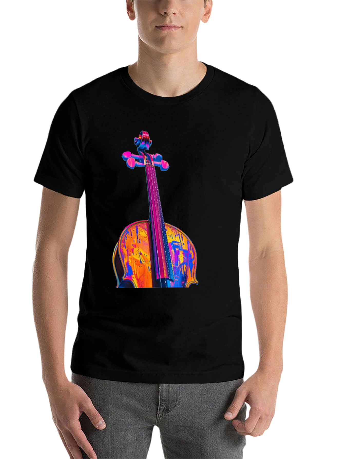 Black Vibrant Cello Graphic Black T-Shirt view 7