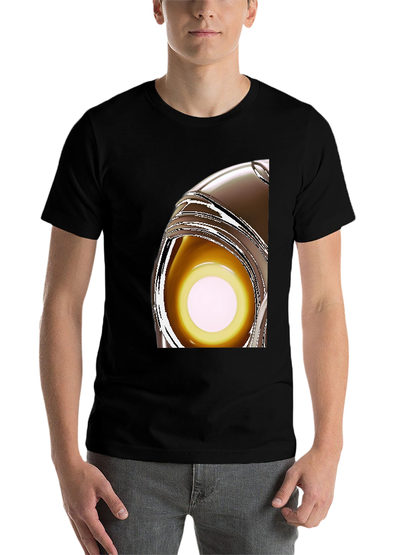 Black Abstract Eye T-Shirt - Modern Graphic Tee view 7