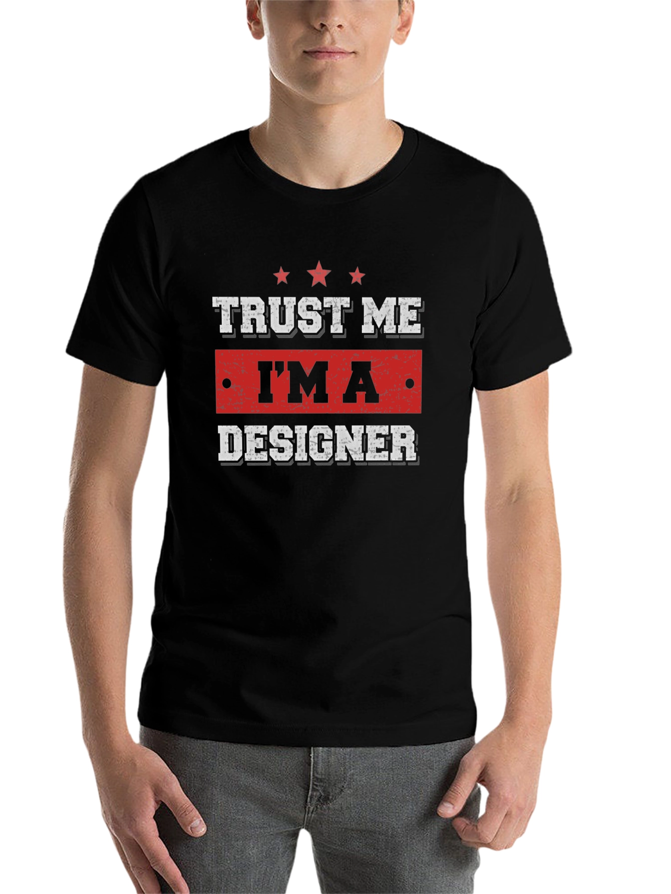 Black Trust Me I'm A Designer Graphic T-Shirt view 7